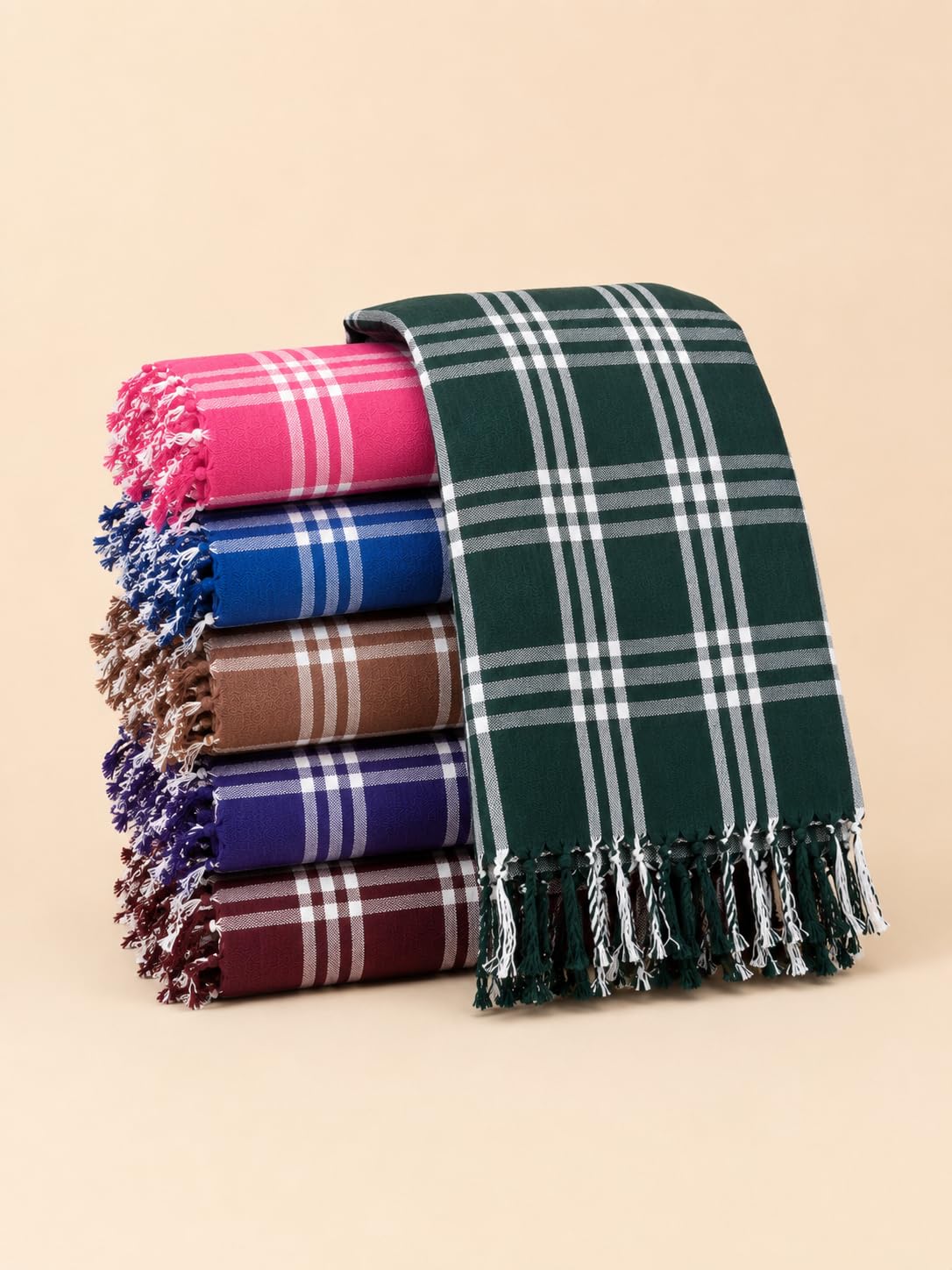 Ivory & Co. 100% Cotton Quick-Dry Bath Towels (36x72 Inches) (Pack of 3) - Lightweight, Absorbent Checkered Gamcha Towel for Bath, Beach, Spa & Body Wrap, Extra Large King (Assorted Multicolor)-image-38