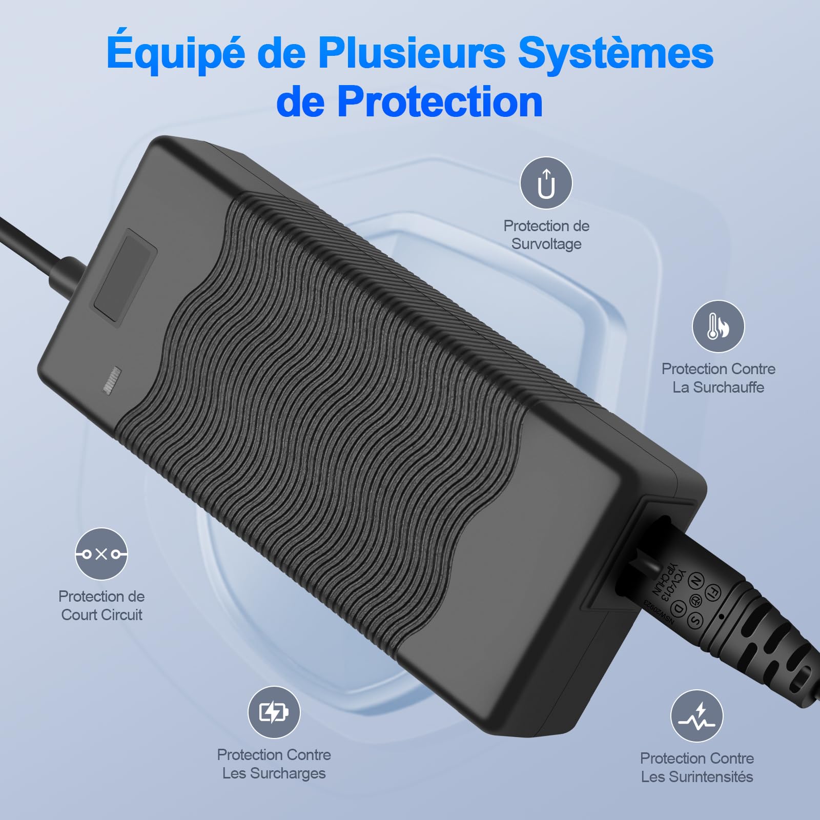 Chargeur pour Xiaomi M365 / Segway Ninebot F2 Pro E/Max G30/G30LP/G2/G2D/ES1/ES2/E25/f20d/f30d/f40d Accessoires de Trottinette électrique 42 V 2 A Adaptateur de Chargeur