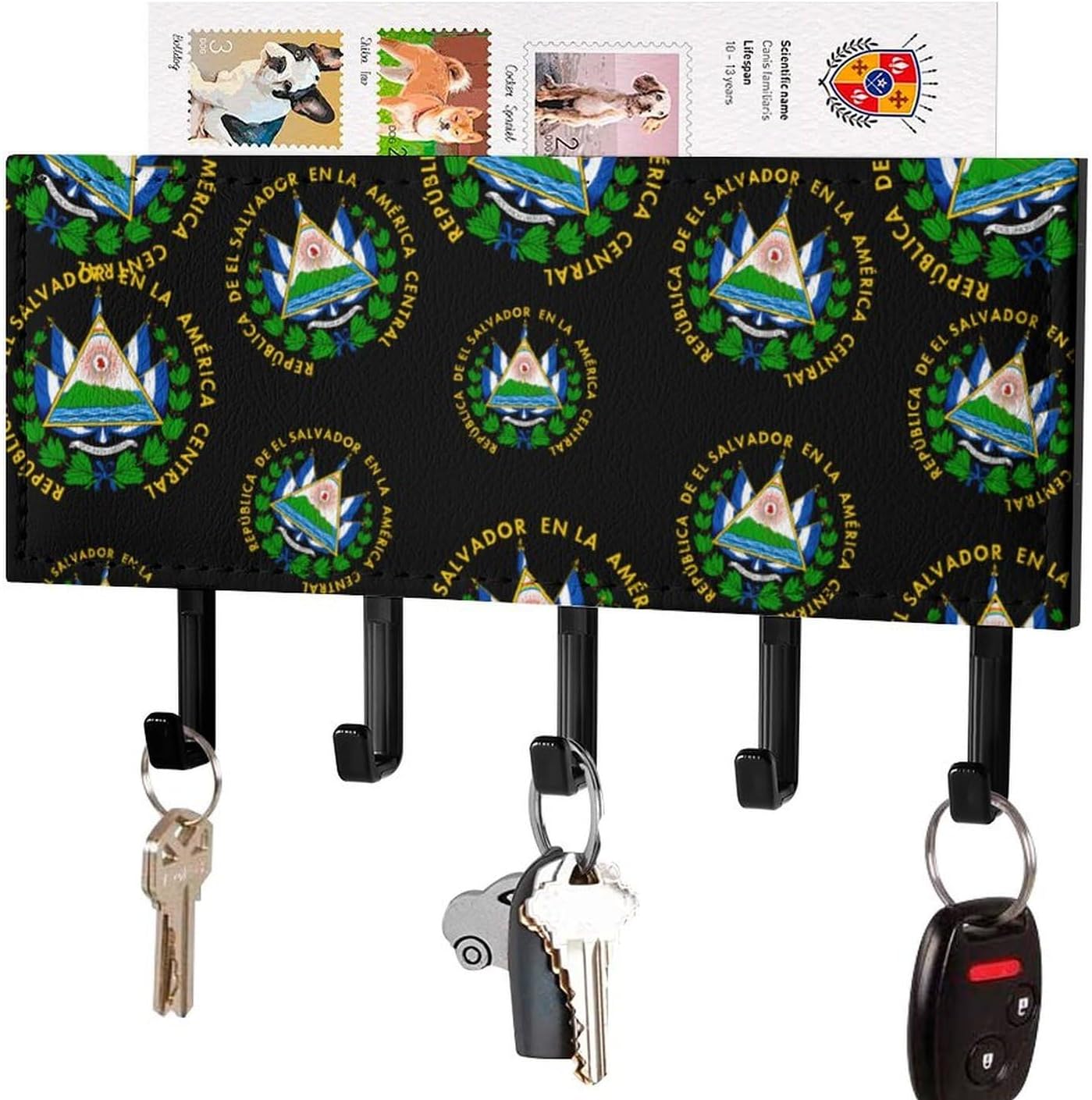 El Salvador Coat of Arms Key Holder for Wall Mounted Hooks Organizer Hanger Kitchen Bedroom Decor