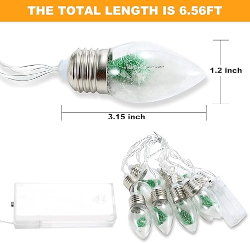 Miniatura 7 de HFXXAD Guirnalda de luces de globo de nieve para árbol de Navidad de 26 pies, 20 bombillas LED transparentes para dormitorio, boda, decoración de