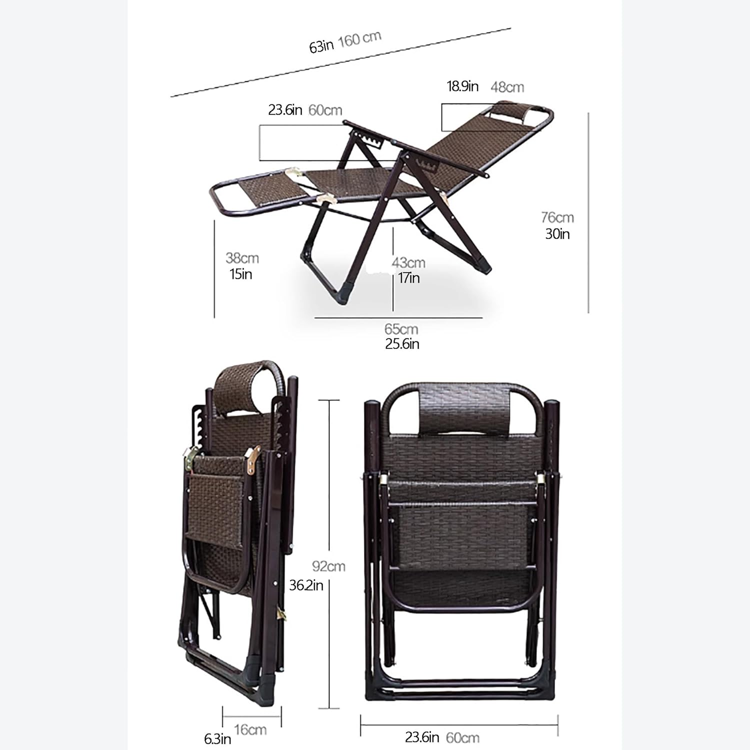 Rattan Lounge Chair, Beach Chair, Lounge Chair, Outdoor Chairs, Lawn Chairs, Folding Chairs for Outside, Outdoor Textilene Adjustable Zero Gravity Folding Reclining Lounge Chair (Color : Metallic FOL