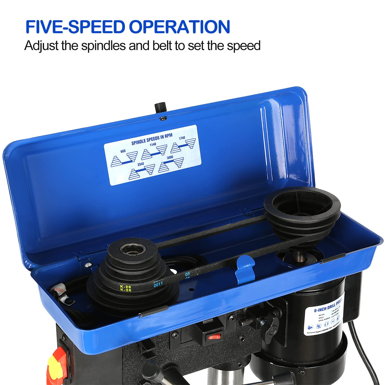 BILT HARD 2.3Amp 8 In. Drill Press with Worklight, 5 Speed Benchtop