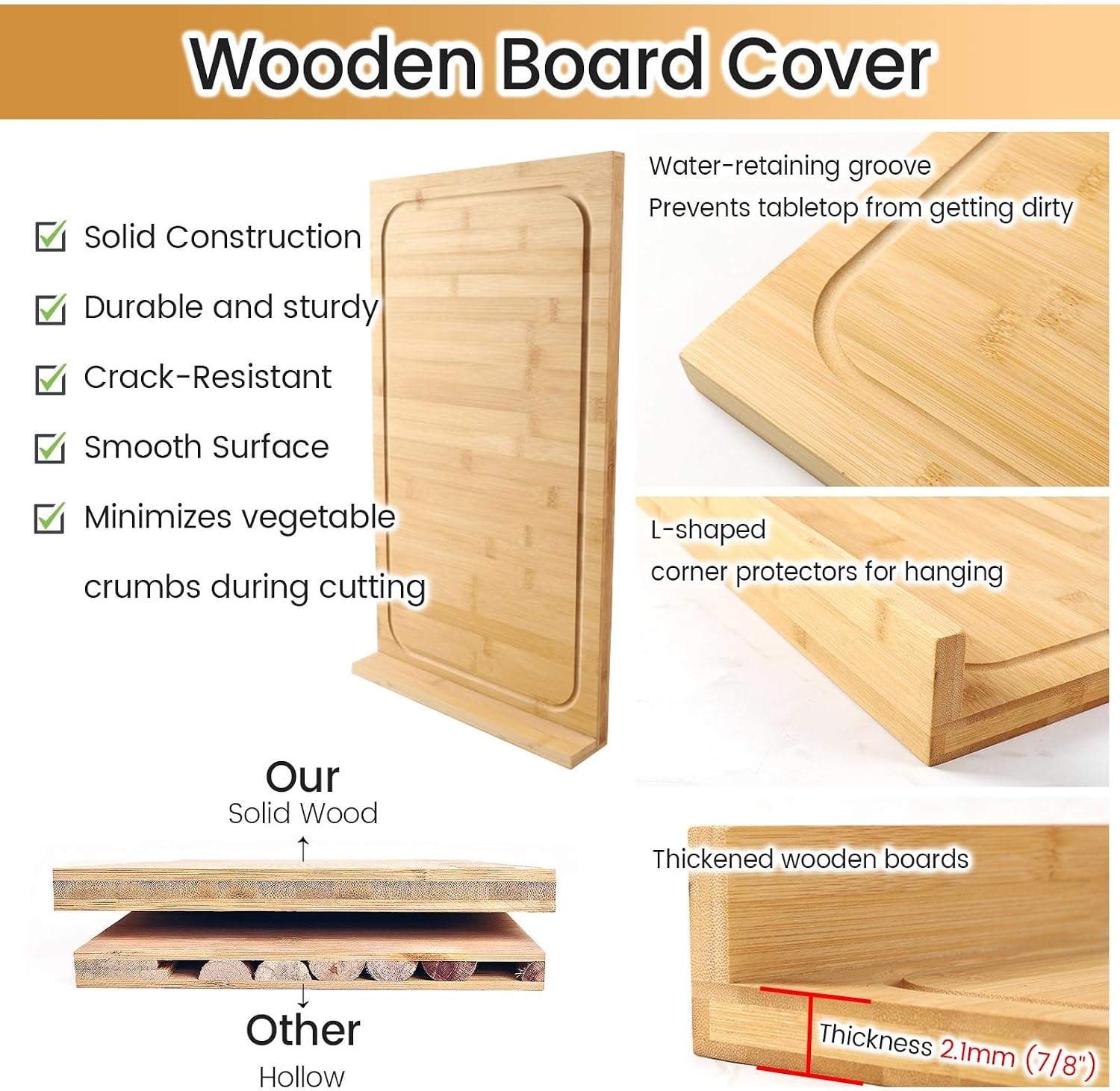 Noodle Board for Electric Stove Top, Wooden Stovetop Cover Cutting Board, Large Over The Sink Cutting Board with Detachable Legs