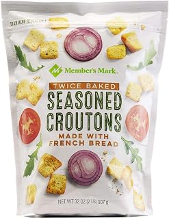 Member's Mark Seasoned Croutons 32 oz - Twice-Baked French Bread Crunch for Salads, Soups & Snacks