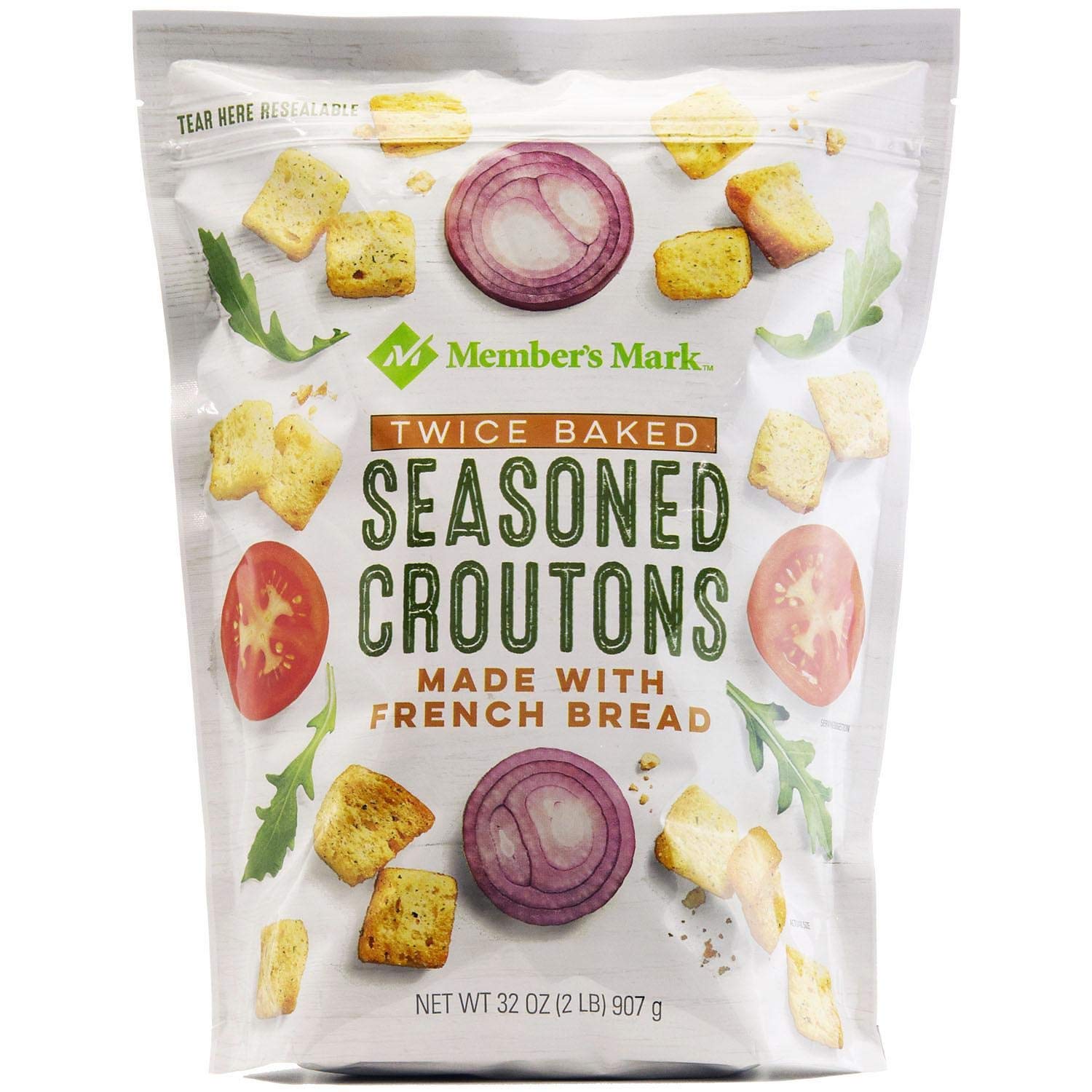 Member's Mark Seasoned Croutons 32 oz - Twice-Baked French Bread Crunch for Salads, Soups & Snacks