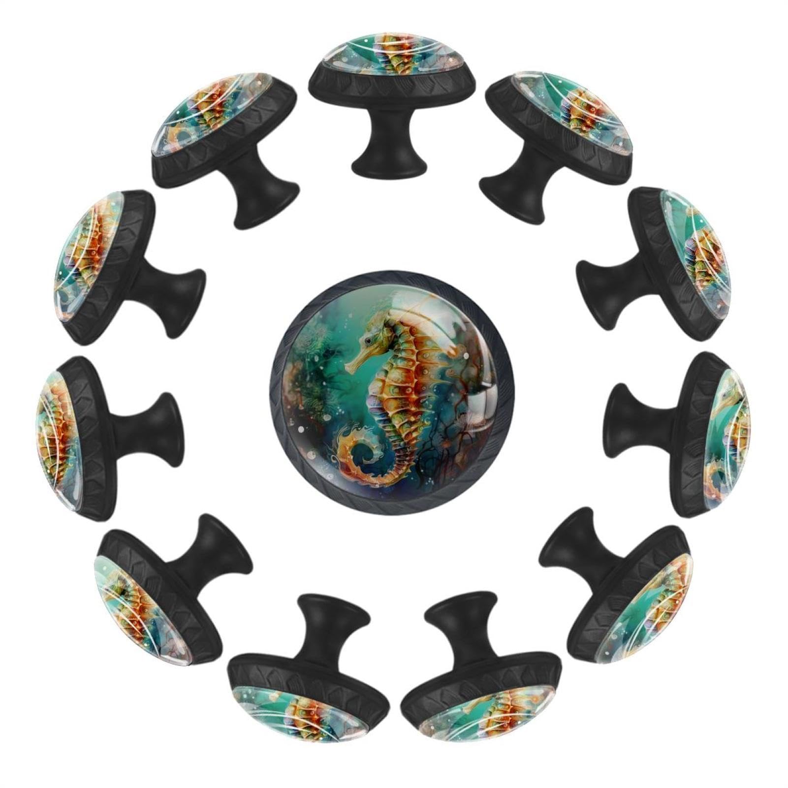 Boutons de tiroir ronds hippocampe en cristal pour meuble de cuisine et maison
