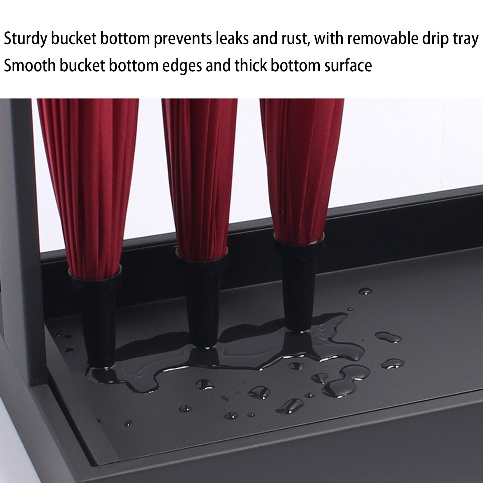 Porte-parapluie en métal avec plateau amovible pour eau de pluie - Support de canne de marche - Solution élégante pour couloir et entrée