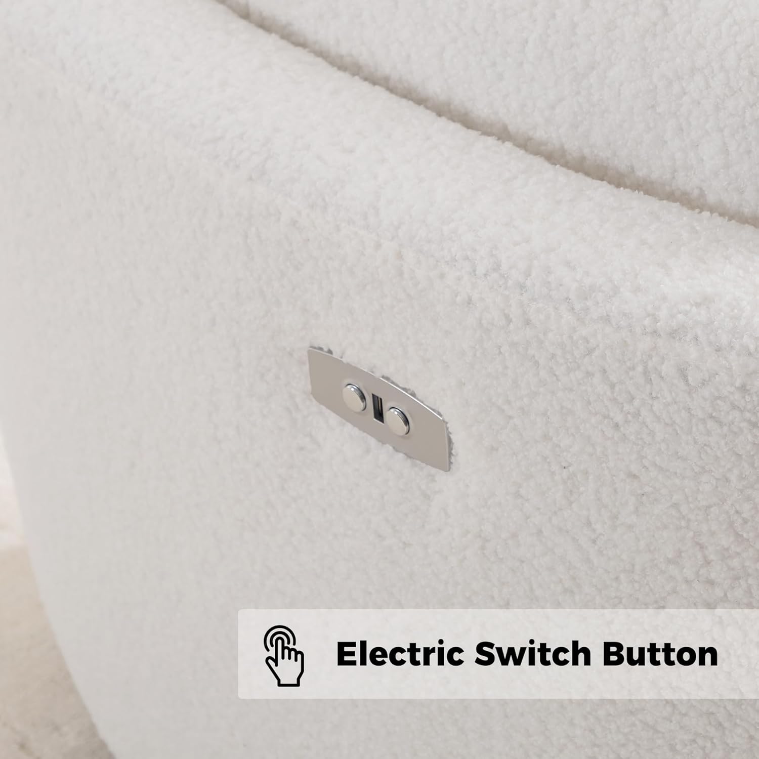 Power Recliner,Nursery Swivel Glider Rocking Chair with USB Port,Upholstered Adult Electric Recliner Rocking Chair with 2 Pillows for Living Room Bedroom (Beige Teddy, Power-Driven)