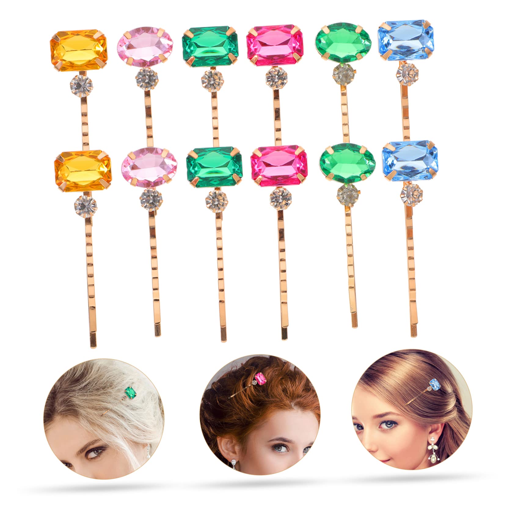 60piezas Horquillas Decorativas De Acrílico y Rhinestone Para Mujeres Clips De Cabello Brillantes Para Bodas y Eventos Formales