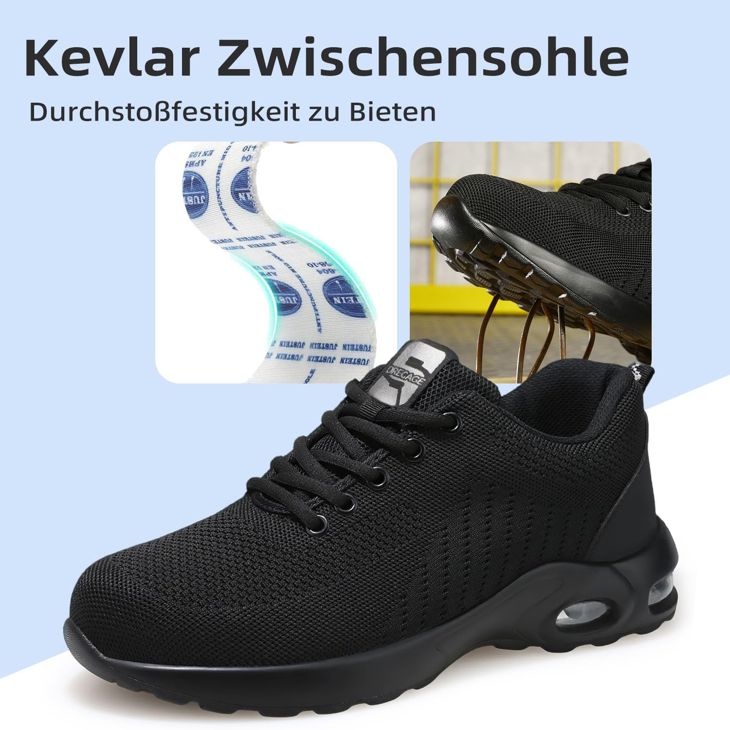 Scarpe da lavoro da donna, leggere, antinfortunistiche, traspiranti, sportive, con punta in acciaio, antiscivolo, con punta in acciaio