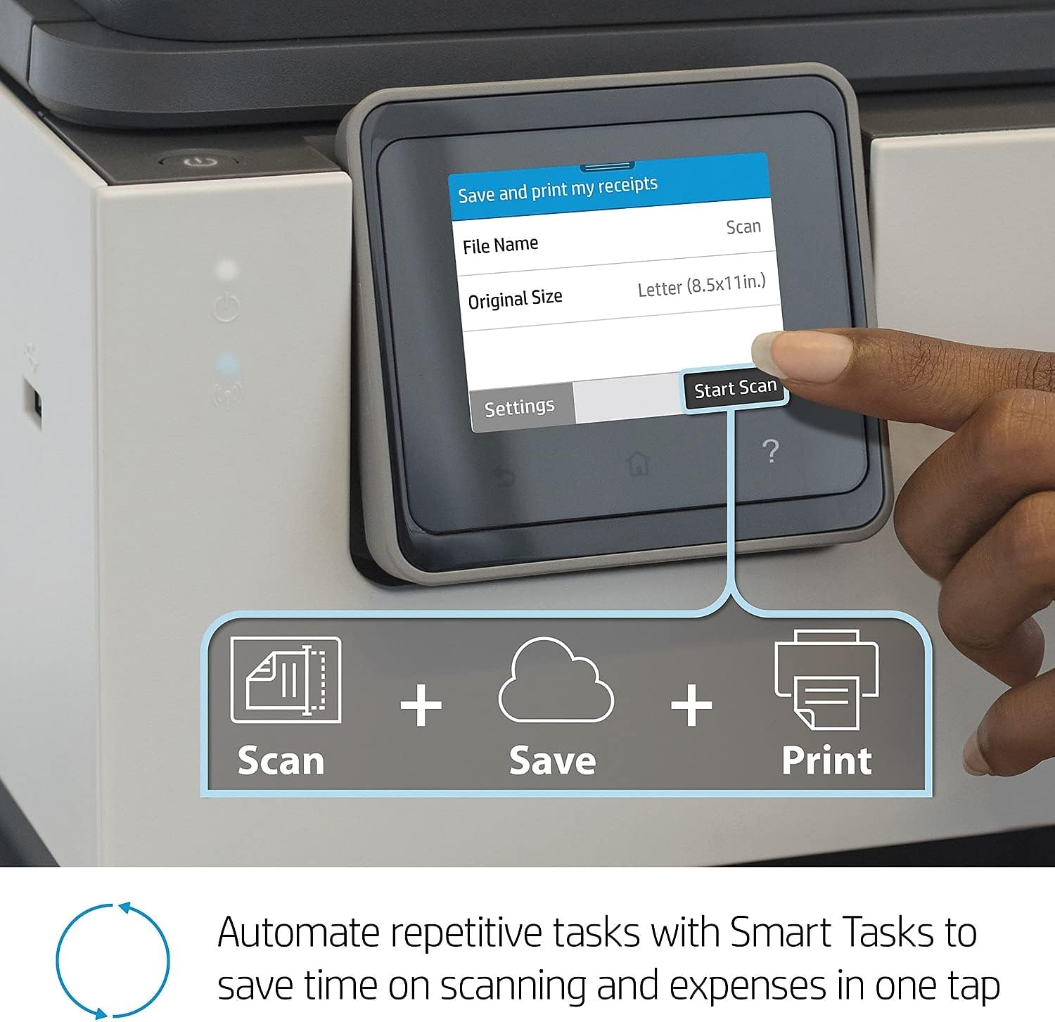 HP OfficeJet Pro 9015 Smart Tasks on display