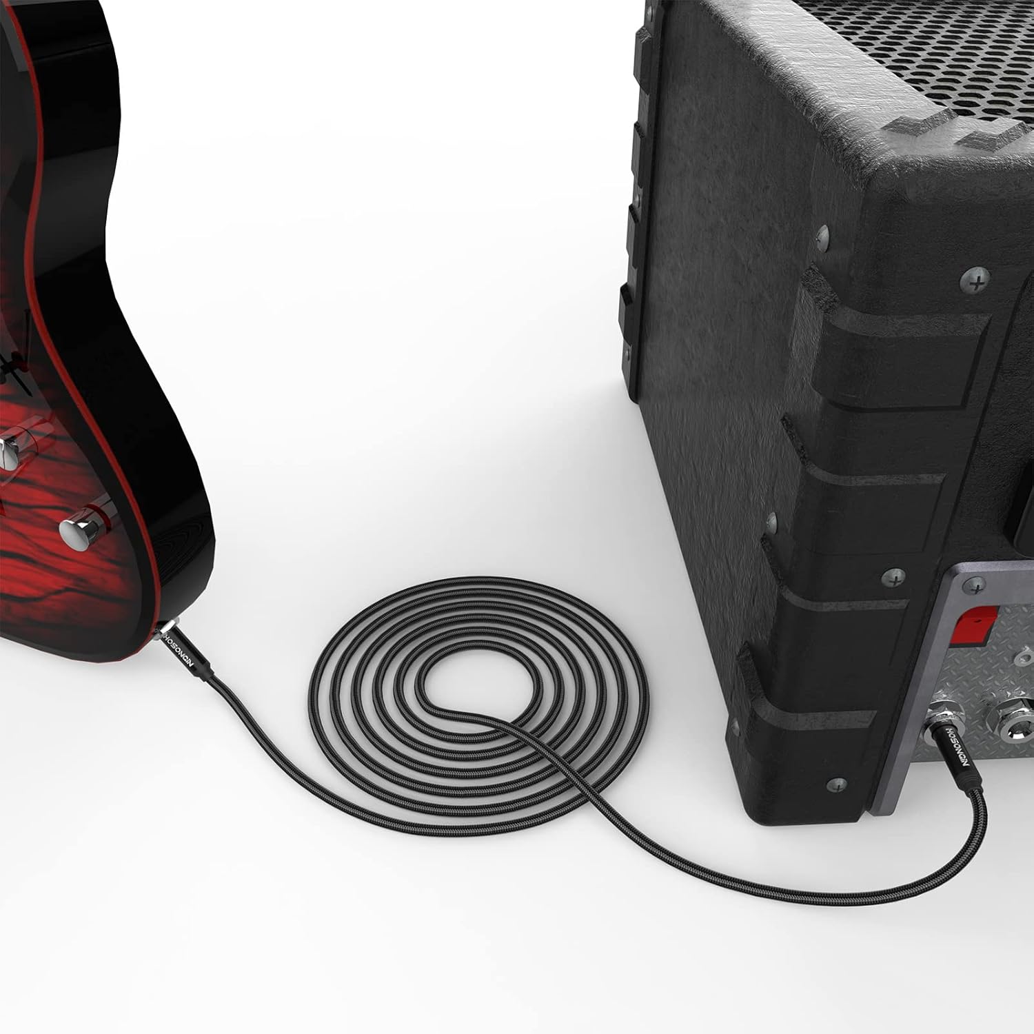 HOSONGIN 1/4 Inch TRS Instrument Cable 3.3ft 2-Pack [Nylon Braided Shielded], 1/4 in TRS Male to Male Plug Stereo Audio Cord, Quarter Inch 6.35mm Balanced Interconnect Line - 3.3 feet - Image 6