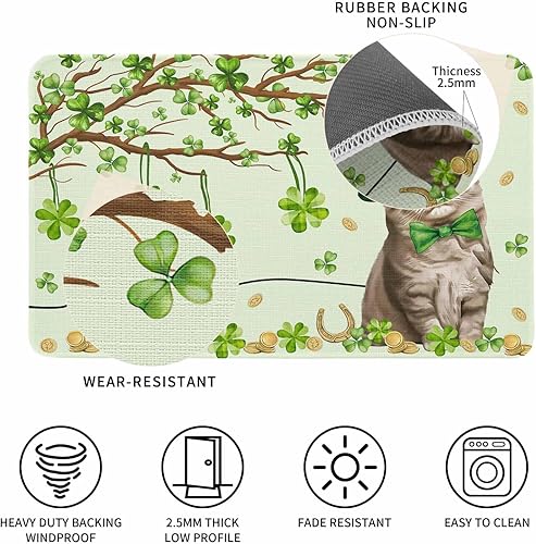 Vista 20 de Tapete de Feliz Navidad, tapete antideslizante para puerta delantera, baño, cocina, dormitorio, patio, entrada, 16 x 24 pulgadas, rojo, negro y verde