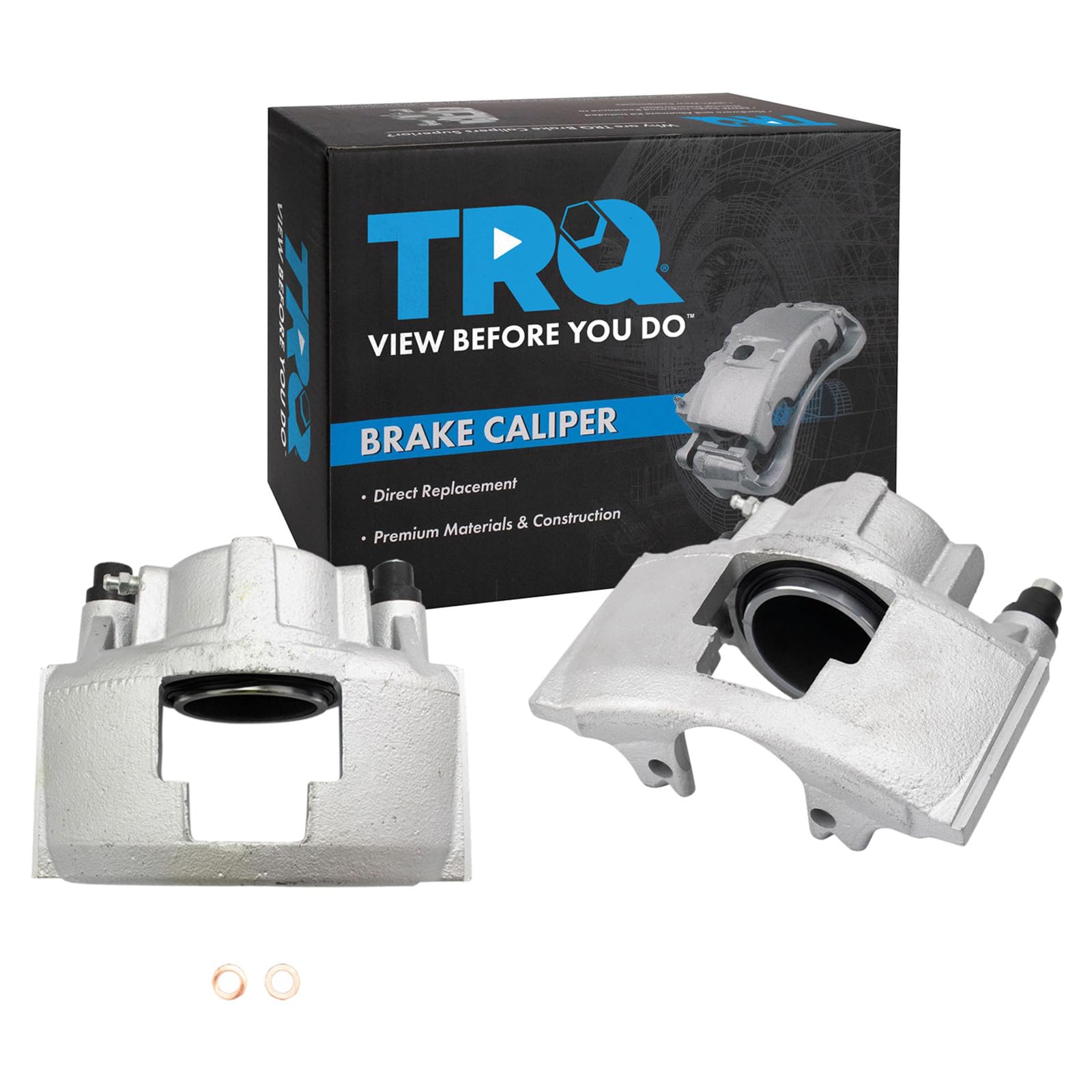 TRQ Front Driver and Passenger Side Brake Caliper Set Hardware