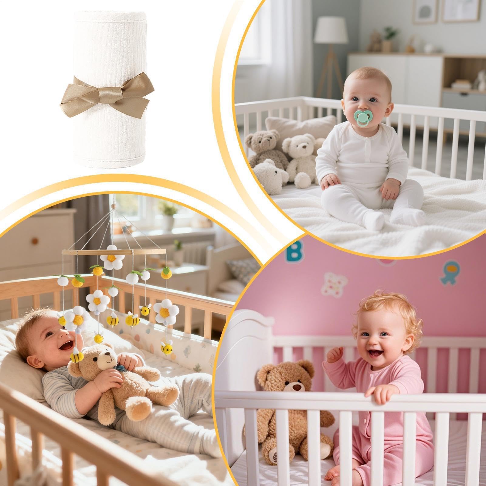 Set di 4 protezioni per culle | Protezione per il bordo del letto per ambienti interni per le stagioni calde della camera dei bambini