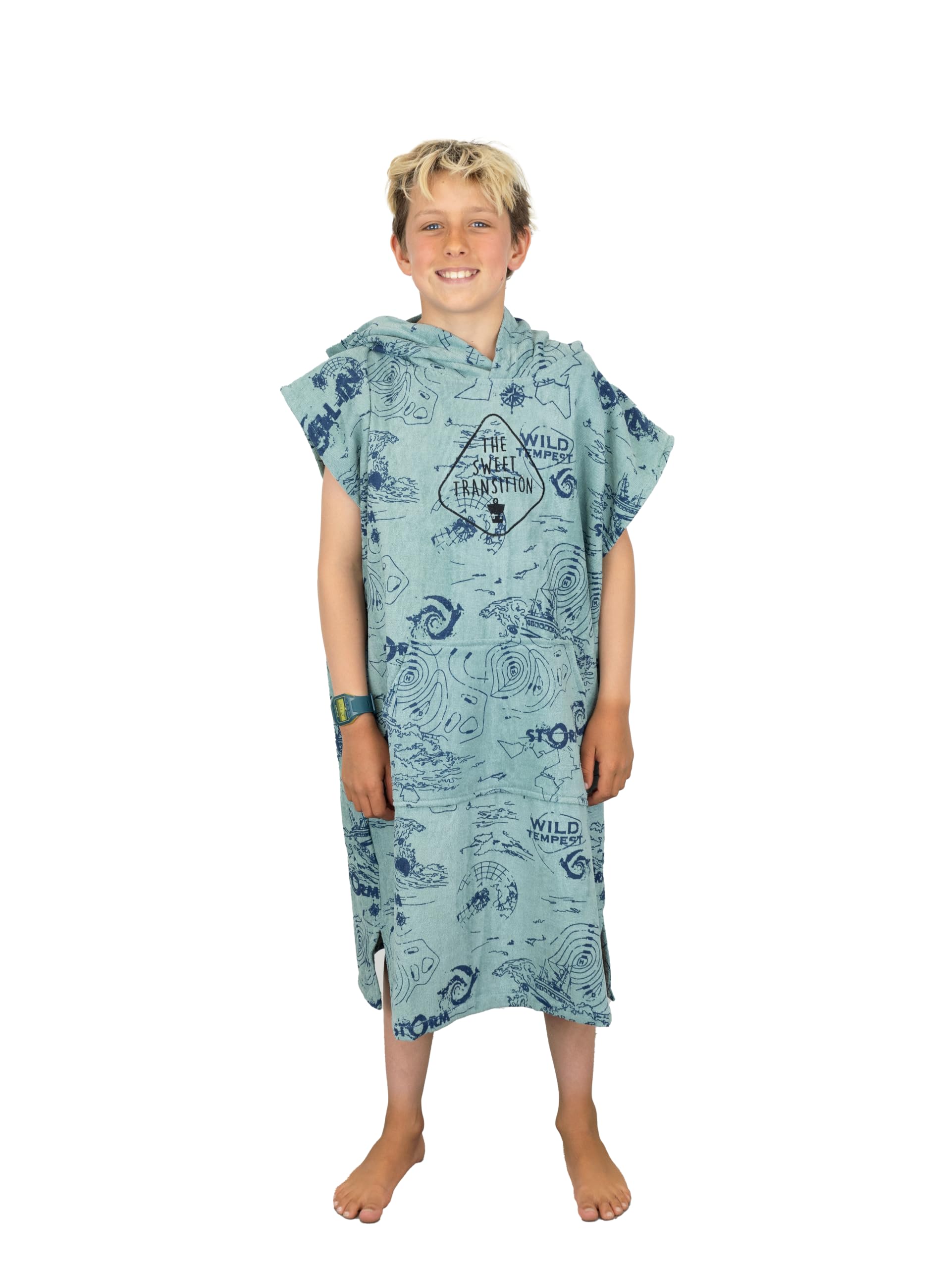 ALL-IN, Sweet Transition Poncho, Poche Kangourou, Storm, Taille Unique Junior (7-15 Ans), Jeunesse Unisexe