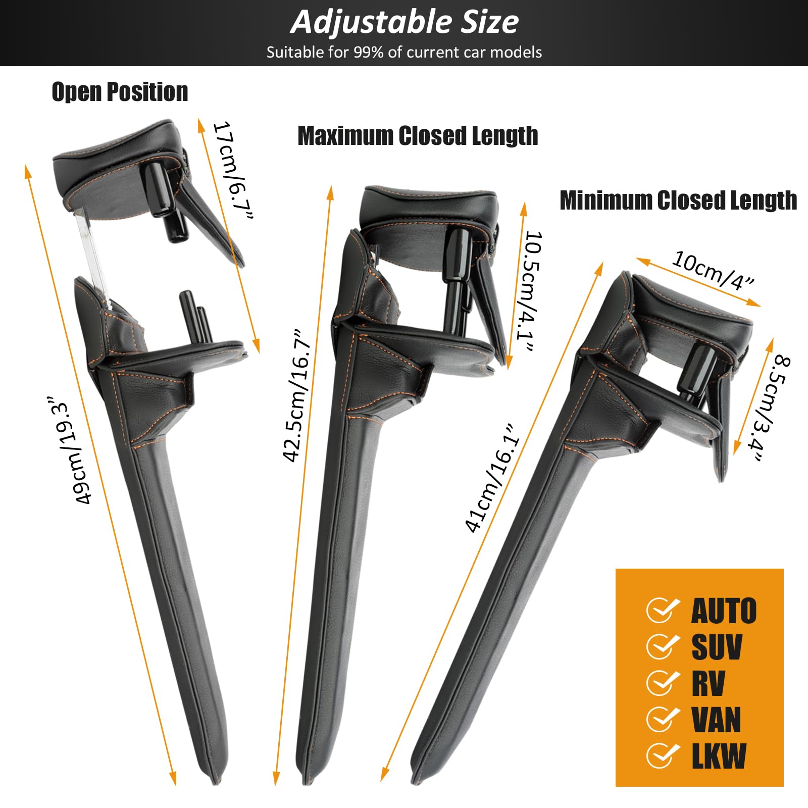 Catekro Antivol Voiture, Antivol Volant Réglable avec 2 Clés, Cuir Noir | Bloque Volant Universel pour Voiture, Camion, SUV, Bus, Protection Vol Direction Robuste et Résistant