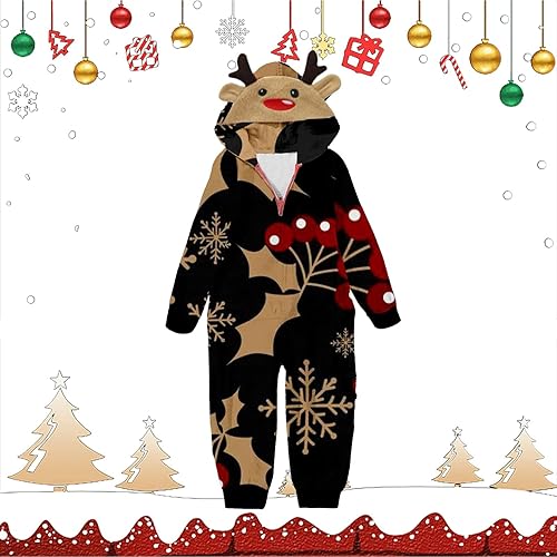 Miniatura 4 de ADUWOAN Pijamas de Navidad familiares a juego con capucha, conjunto de pijama suave y acogedor para Navidad con estampado de pijamas a juego