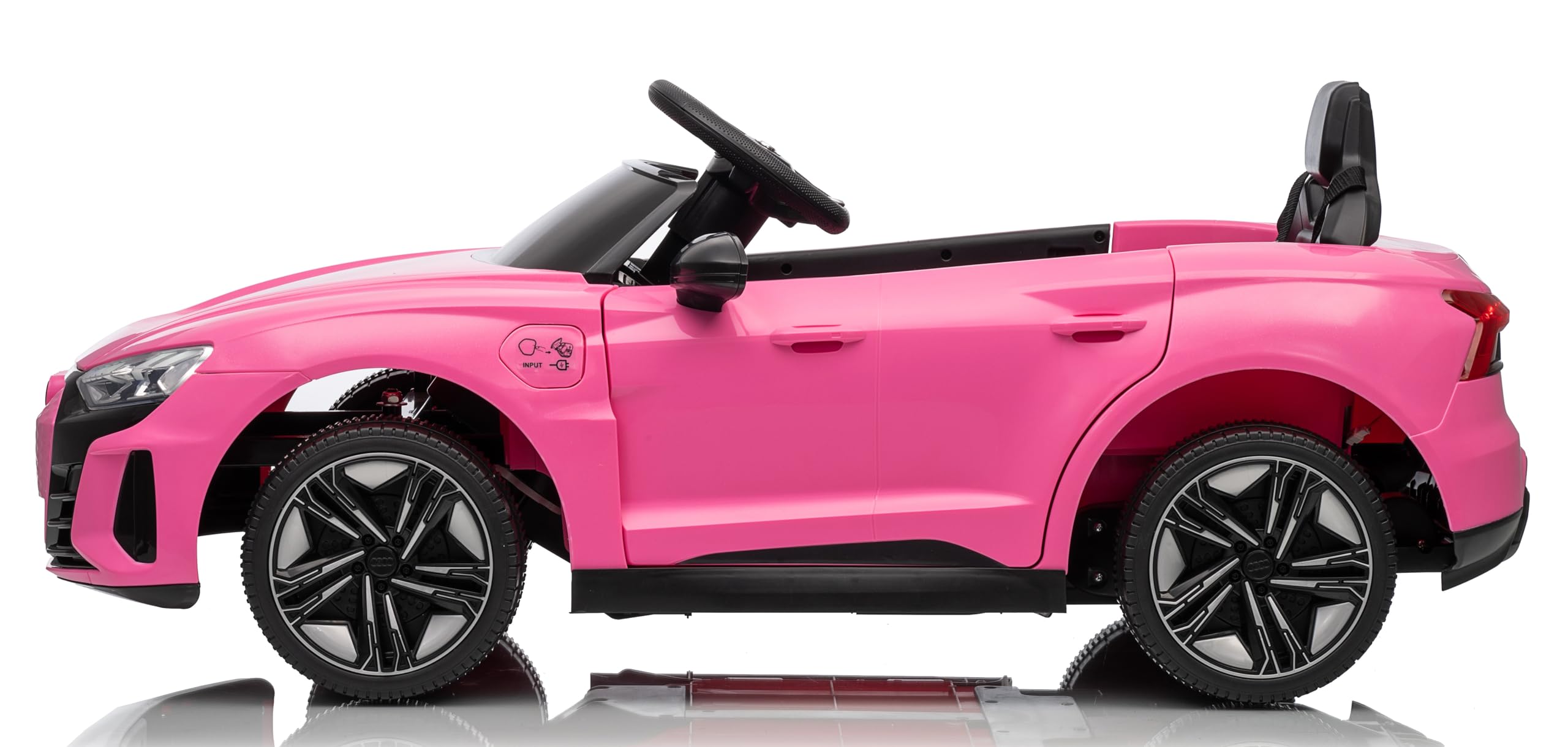 Audi RS e-tron GT Auto Elettrica per Bambini 12V con Telecomando Parentale – Macchina Cavalcabile con Porte Apribili, Cinture di Sicurezza a 3 Punti, Luci LED, MP3 USB SD, Ammortizzatori Rosa