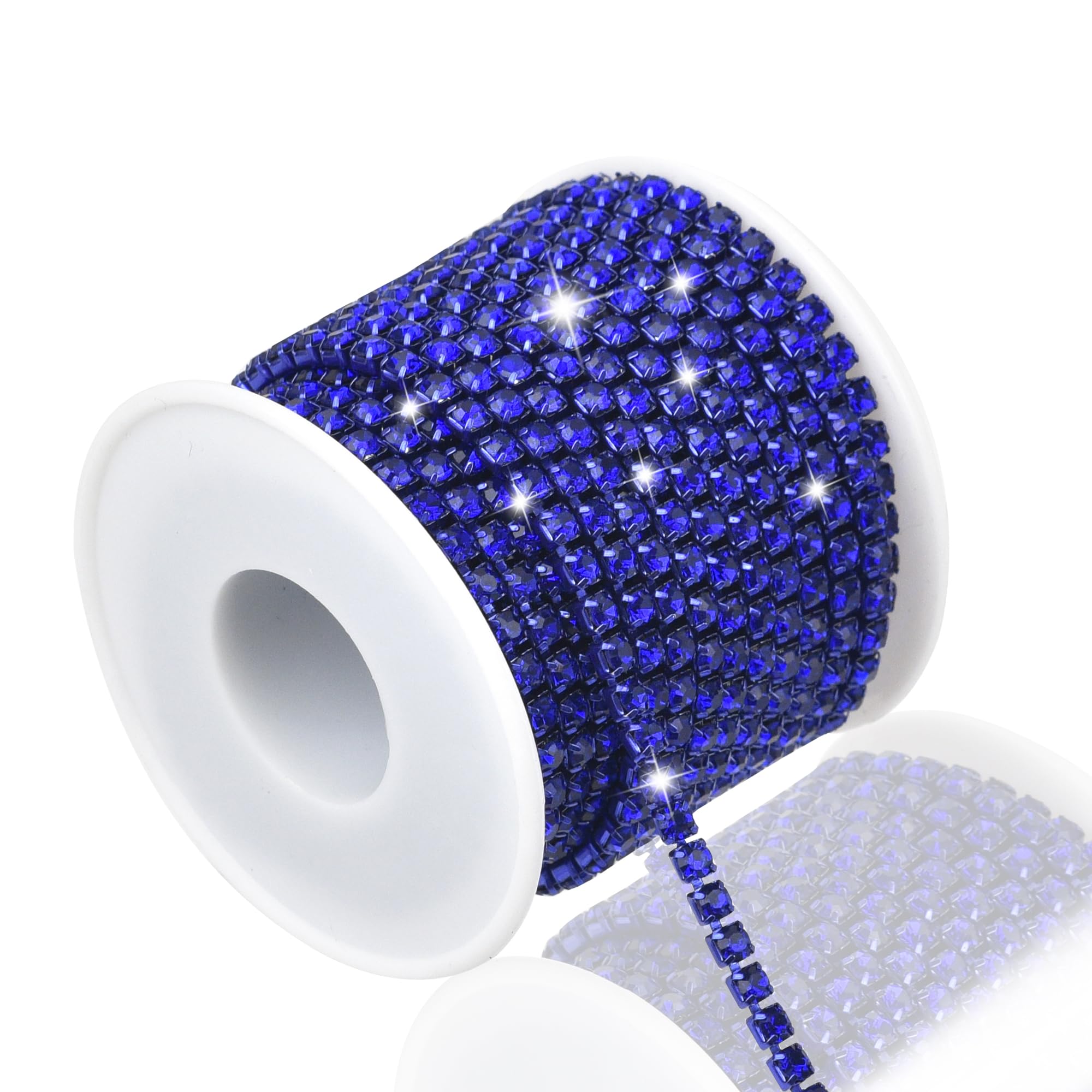 Cadena de diamantes de 4mm azul real para costura y manualidades de 9 metros