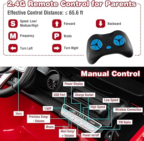 Miniatura 2 de Costzon Auto de 2 plazas camión Toyota FJ40 con licencia de 12 V con control remoto de 24 G suspensión de resorte caja de almacenamiento luces