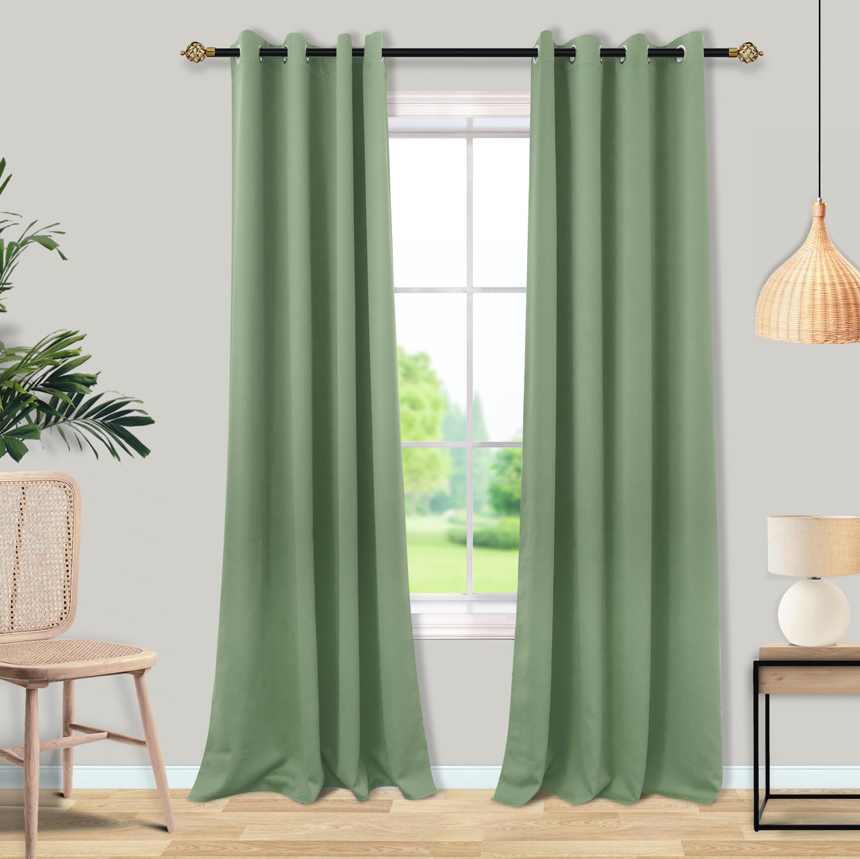 Bagaille CURTAIN ★ GREEN Amazon.com: Mrs.Naturall Sage Green Blackout Curtains 84 Inches
