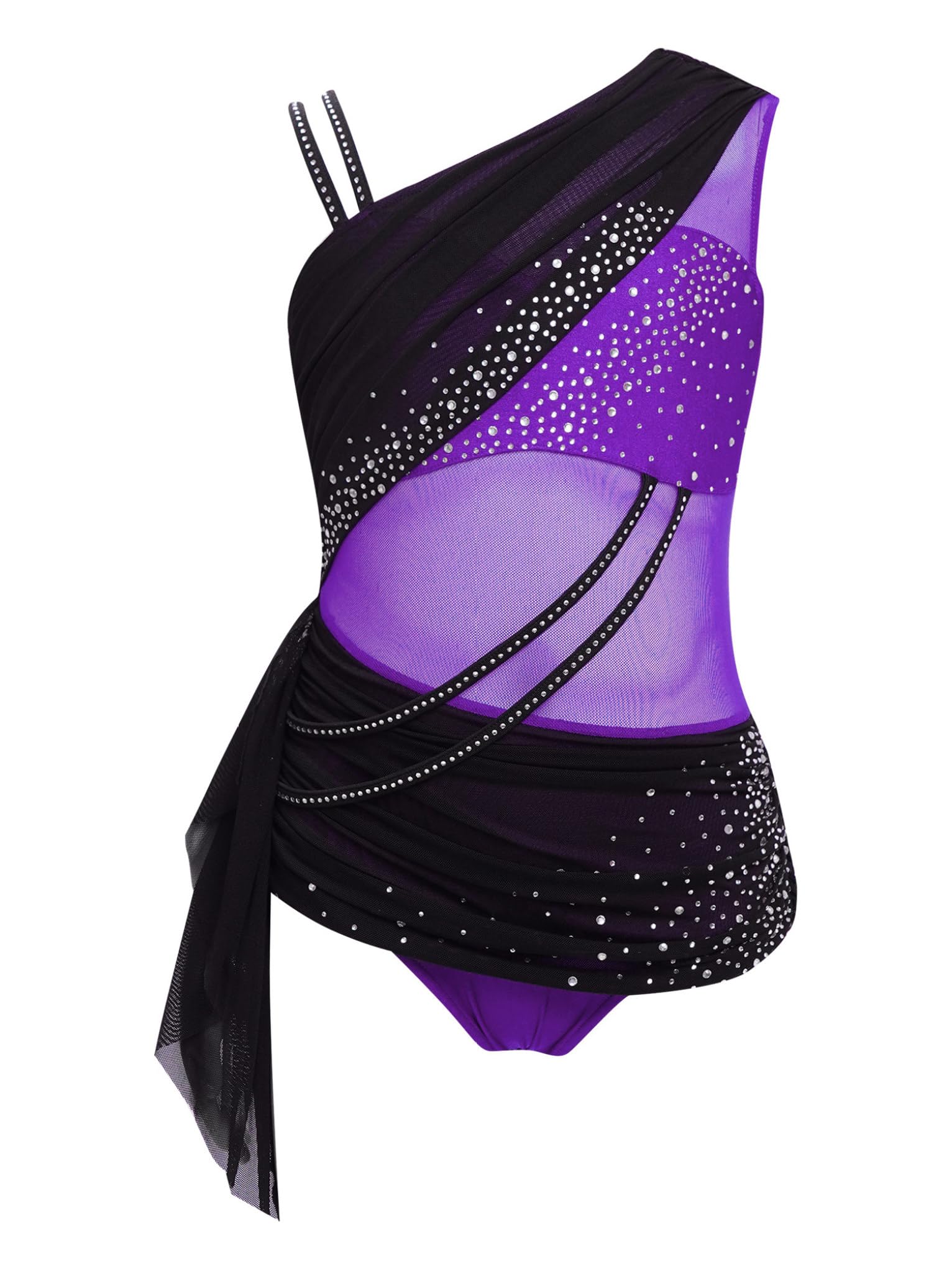 Enfant Fille Robe Danse Lyrique Contemporaine Justaucorps Gymnastique Asymétrique Leotard Gym