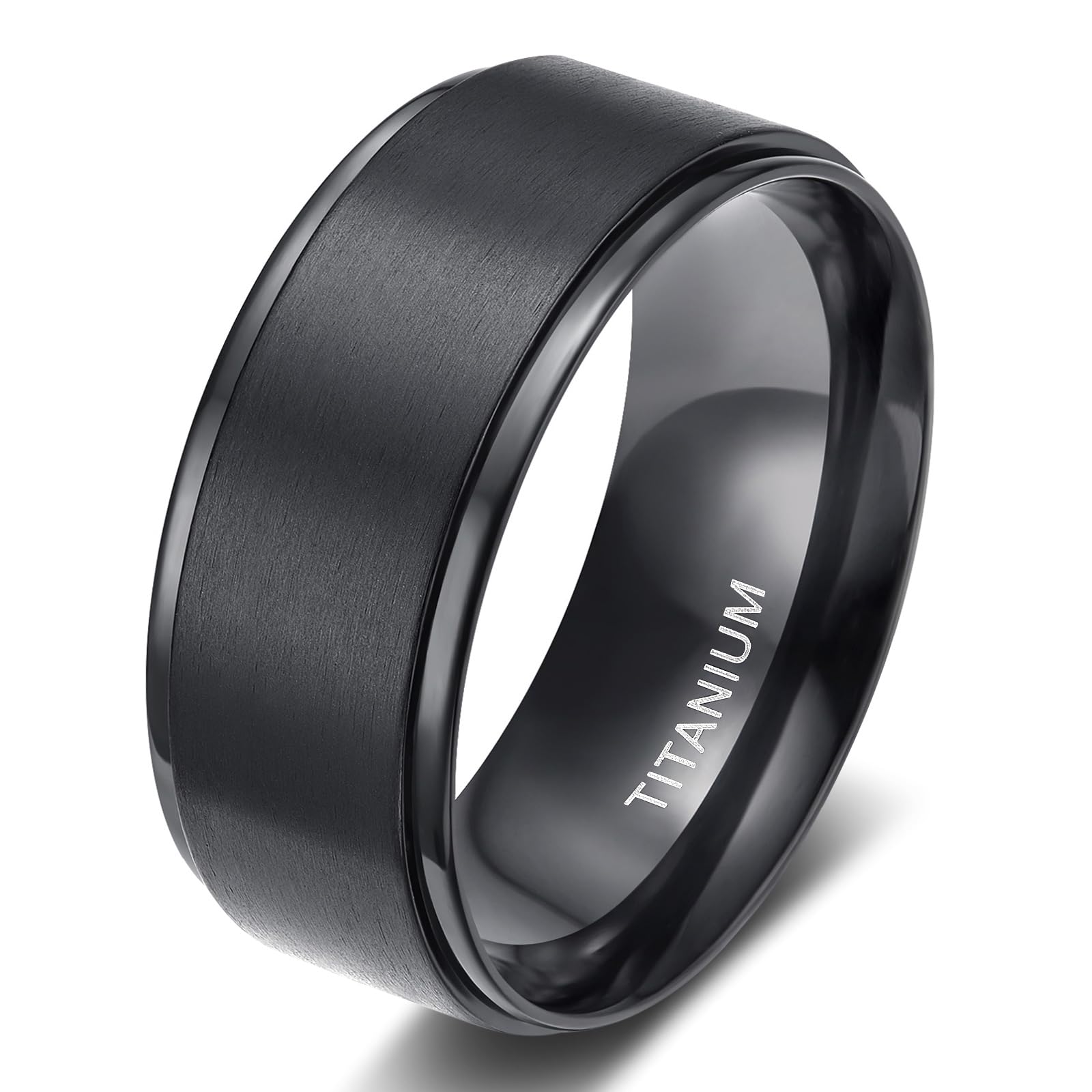 TIGRADE 4mm 6mm 8mm 10mm Black Titanium Rings Wedding Band Matte Comfort Fit for Men Women Size 3-15