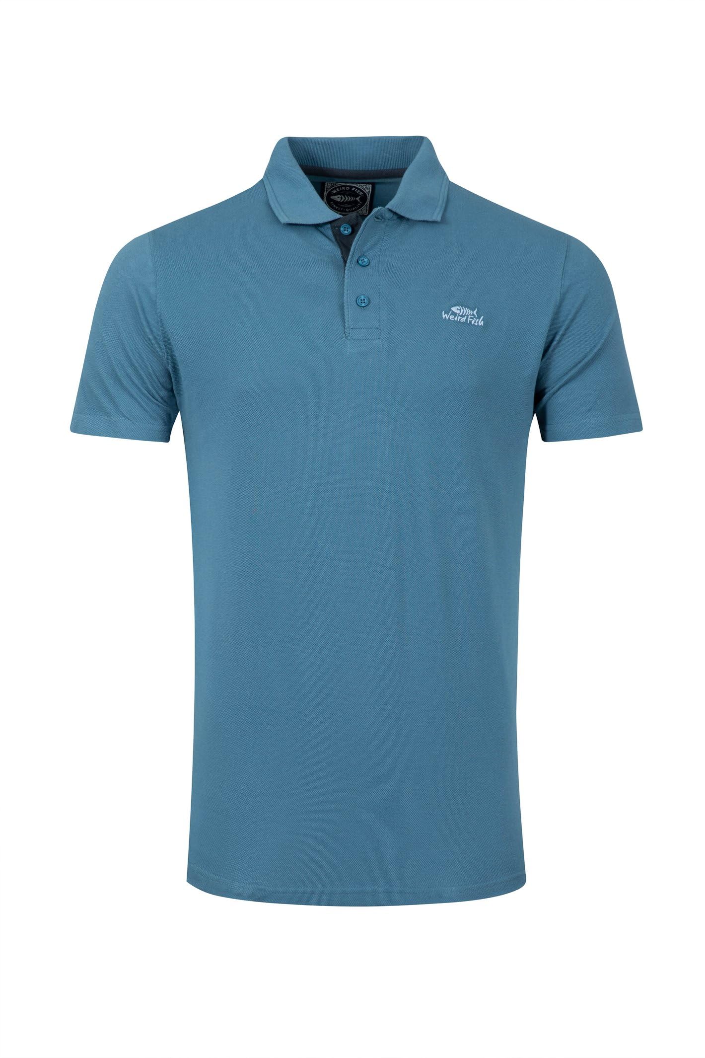 Weird Fish Men's Blue Miles Organic Pique Polo Shirt