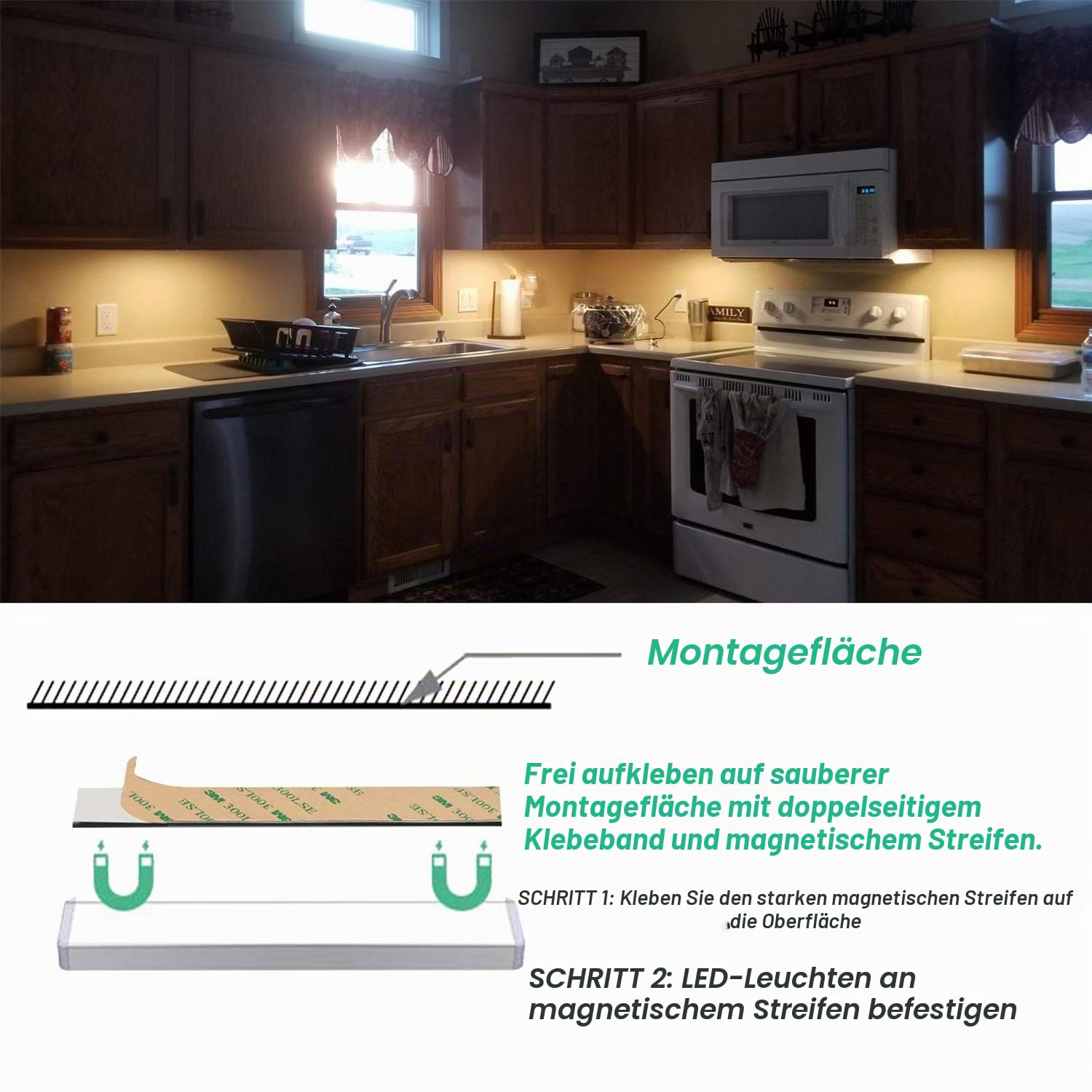 LDOPTO Schrankbeleuchtung Led mit Bewegungsmelder 4 Stück Schranklicht Schrankleuchte Led Leiste Unterbauleuchte Küche Schrankleuchten für Kleiderschrank, Treppe, Kofferraum, RV