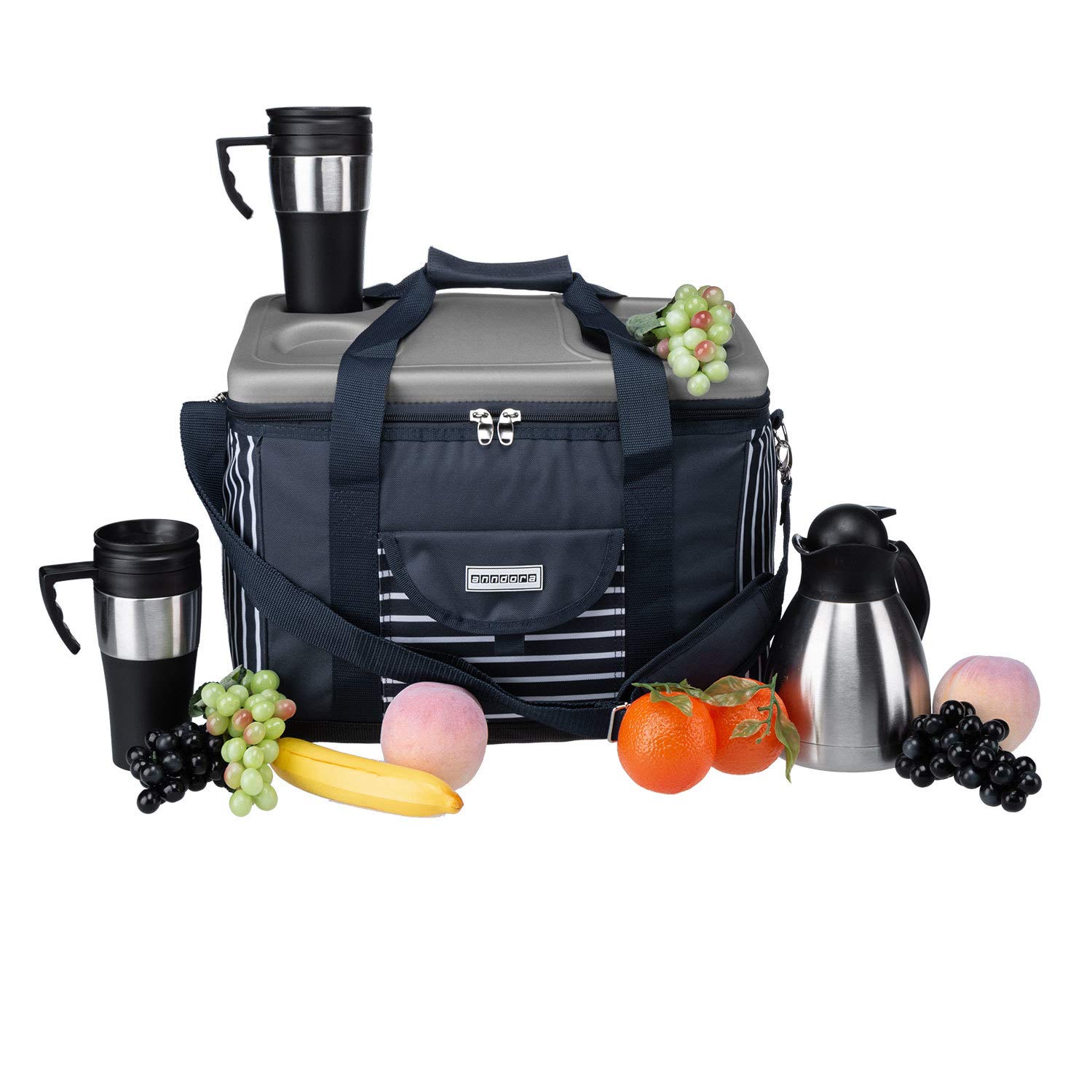 anndora Kühltasche XL 40 Liter – große Isoliertasche mit Getränkehalter & Tragegurt – auslaufsicher & belastbar bis 10kg – Thermotasche für Picknick, Camping, Strand & Einkauf