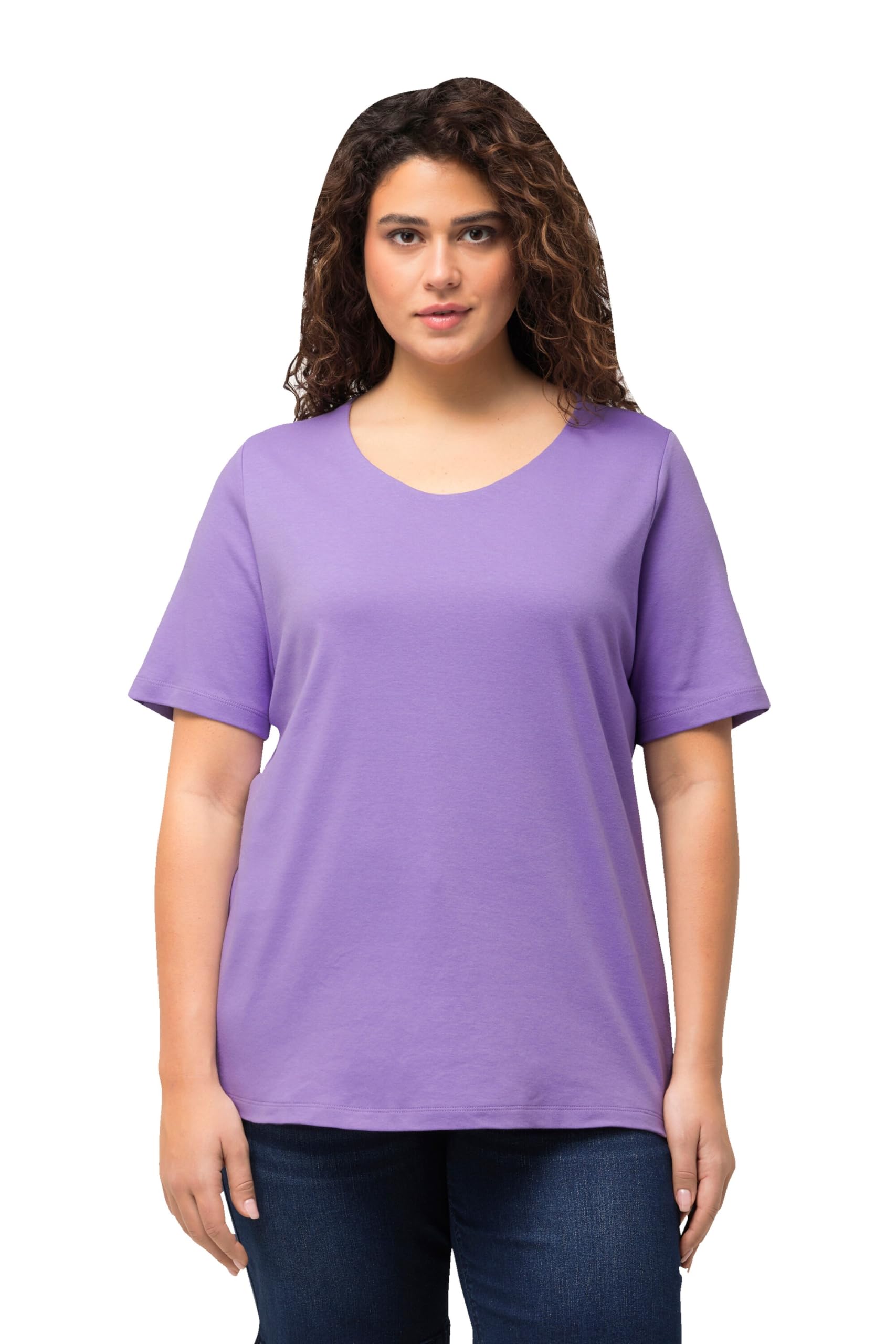 Ulla PopkenWomen's Shirt, Double Layered, Slim, Round Neck, Long Sleeves T