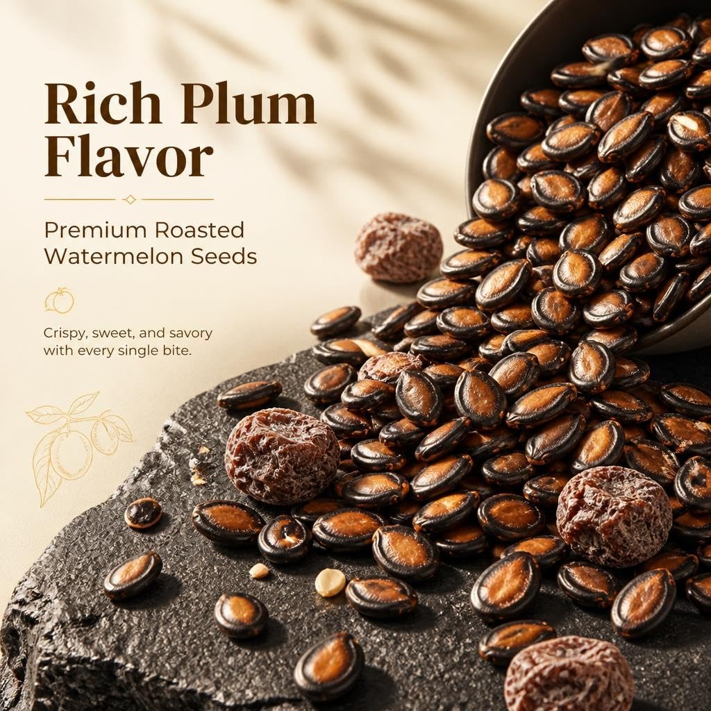 Graines De Pastèque Au Goût Prune, Gros Grains Grillés, Coque Fine 500g