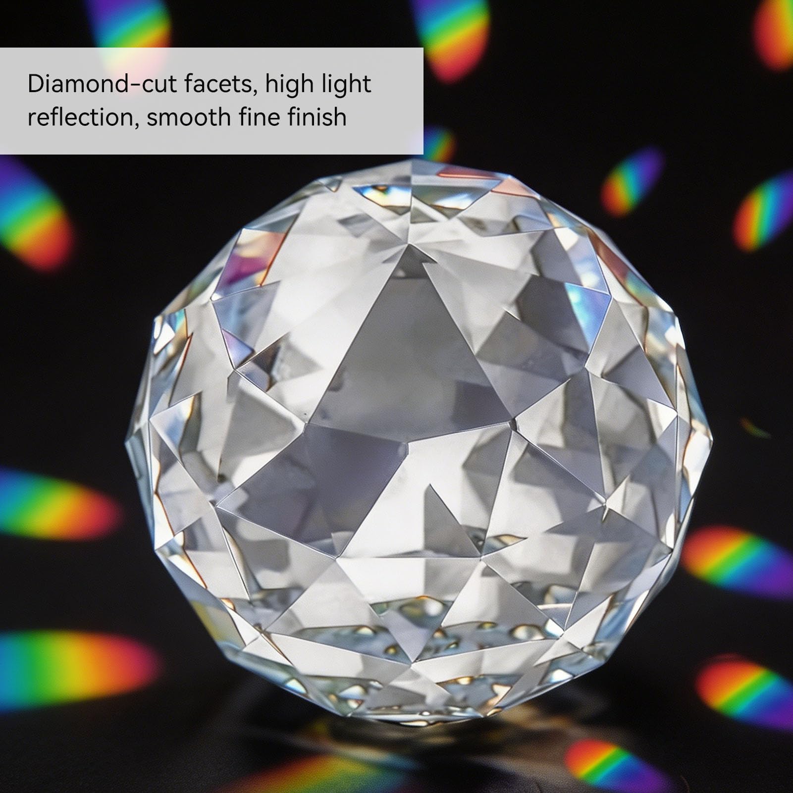 Boule de Cristal 80mm, Boule de Verre Clair Prismes pour Feng Shui, Divination, Décoration de Mariage ou Maison