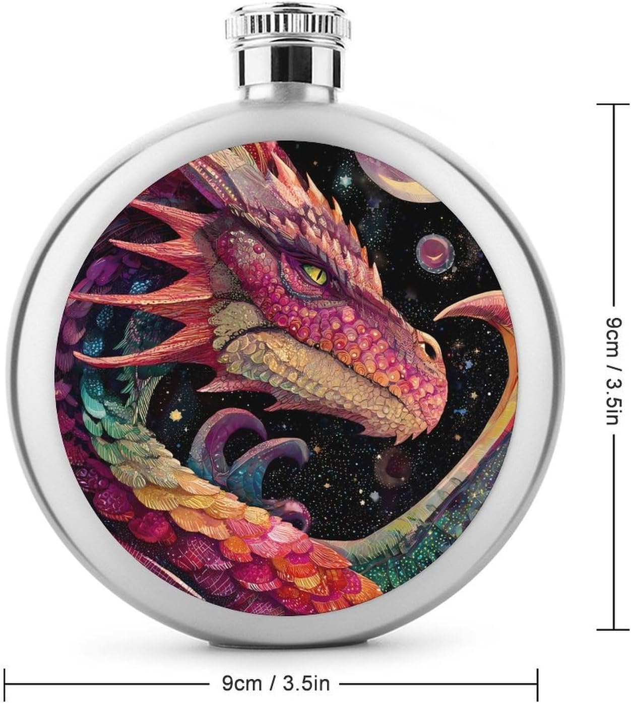 Dragon Stars Moon Universes Round Flasks for Liquor Leak Proof 5oz image 2