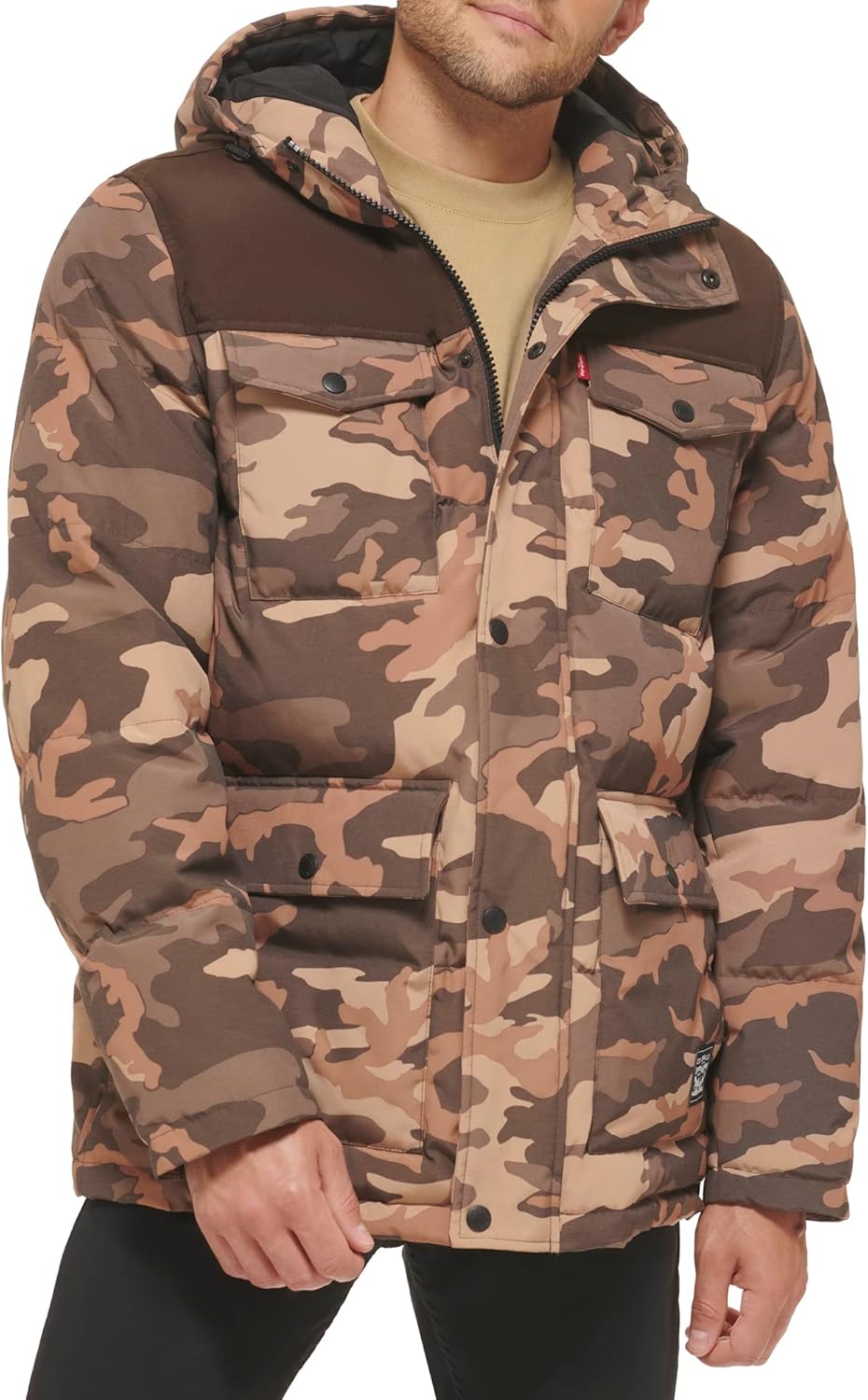 Mens Parka Camo Hoodie Men Levi's Men's Arctic Cloth Quilted Parka