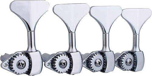 Miniatura 12 de Guyker Cabezal de máquina de bajo (4 para la derecha) - Relación 1:20 Abierto Sintonizadores de ajuste de clavijas de teclas de repuesto para Negro