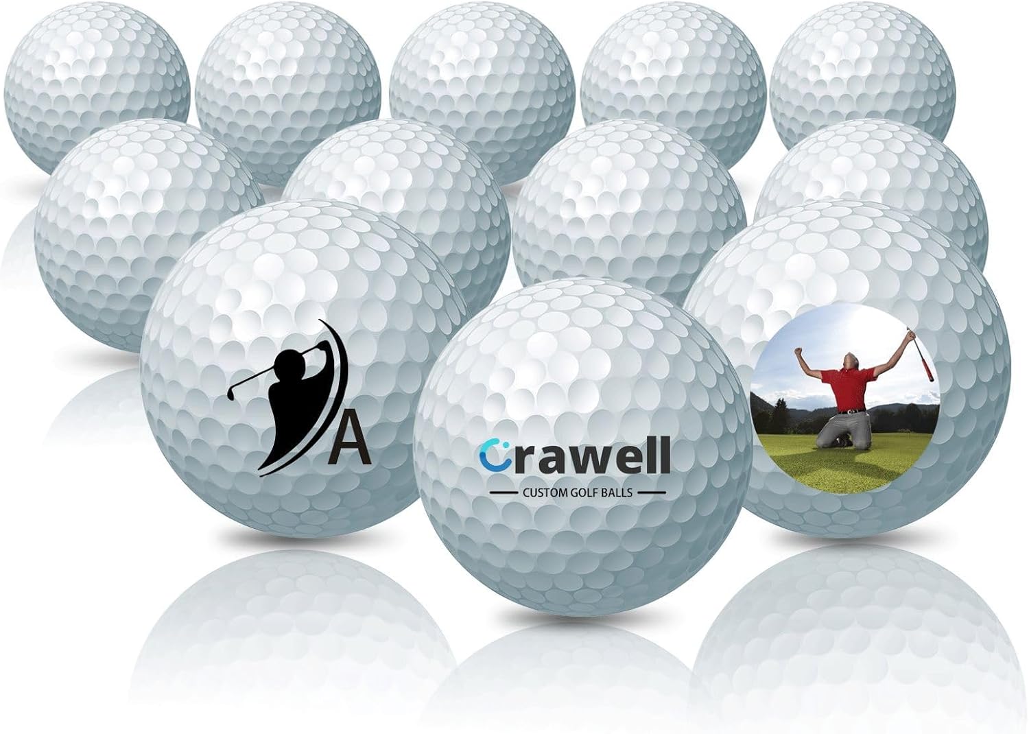 Crawell Personalized Golf Balls - Custom Golf Balls for Men - Customized Text or Logo Image Upload Golf Balls Printed - Gifts for Men, Golfers, Golf Lovers - Golf Course Golf Club Essentials…