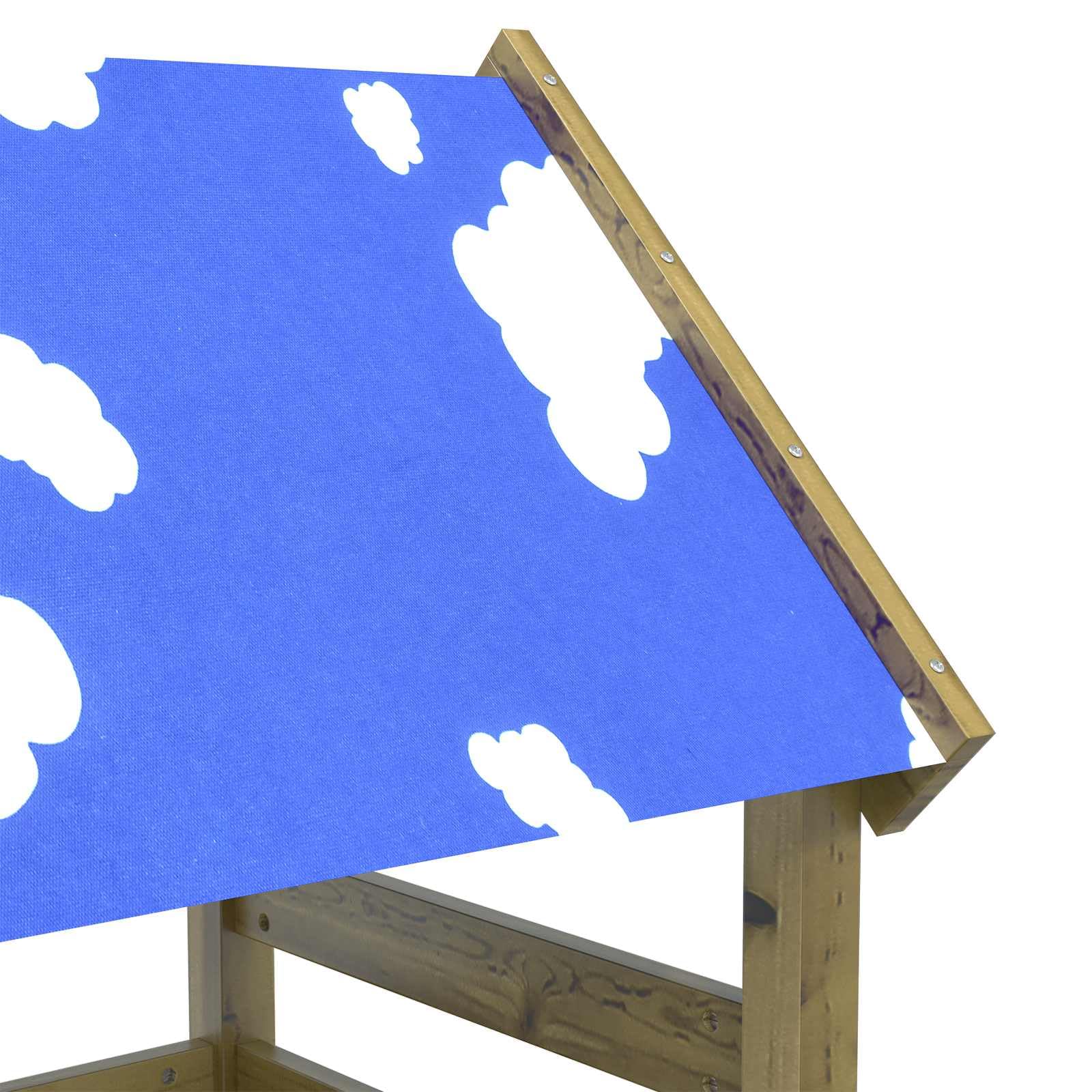 Mangloder Spielturm aus massivem imprägniertem Holz braun für Garten, Kinderhaus, Spielhütte, Klettergerüst, Rutsche, Fenster, Dach, für Kinder im Alter von 3 bis 8 Jahren, wetterfest, langlebig