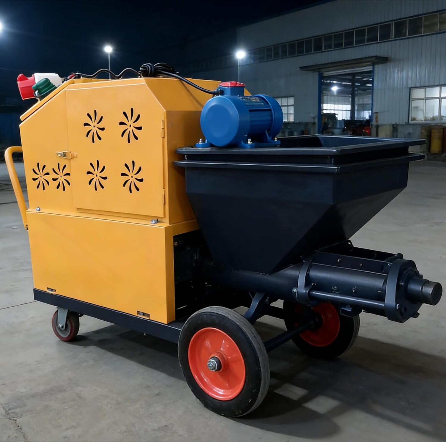Industrial Grade Portable Mortar Sprayer,High Efficiency Electric Cement Plastering Machine with Quick Mixing Barrel,High Pressure Render for Basement Finishing,Commercial Building &Construction Site