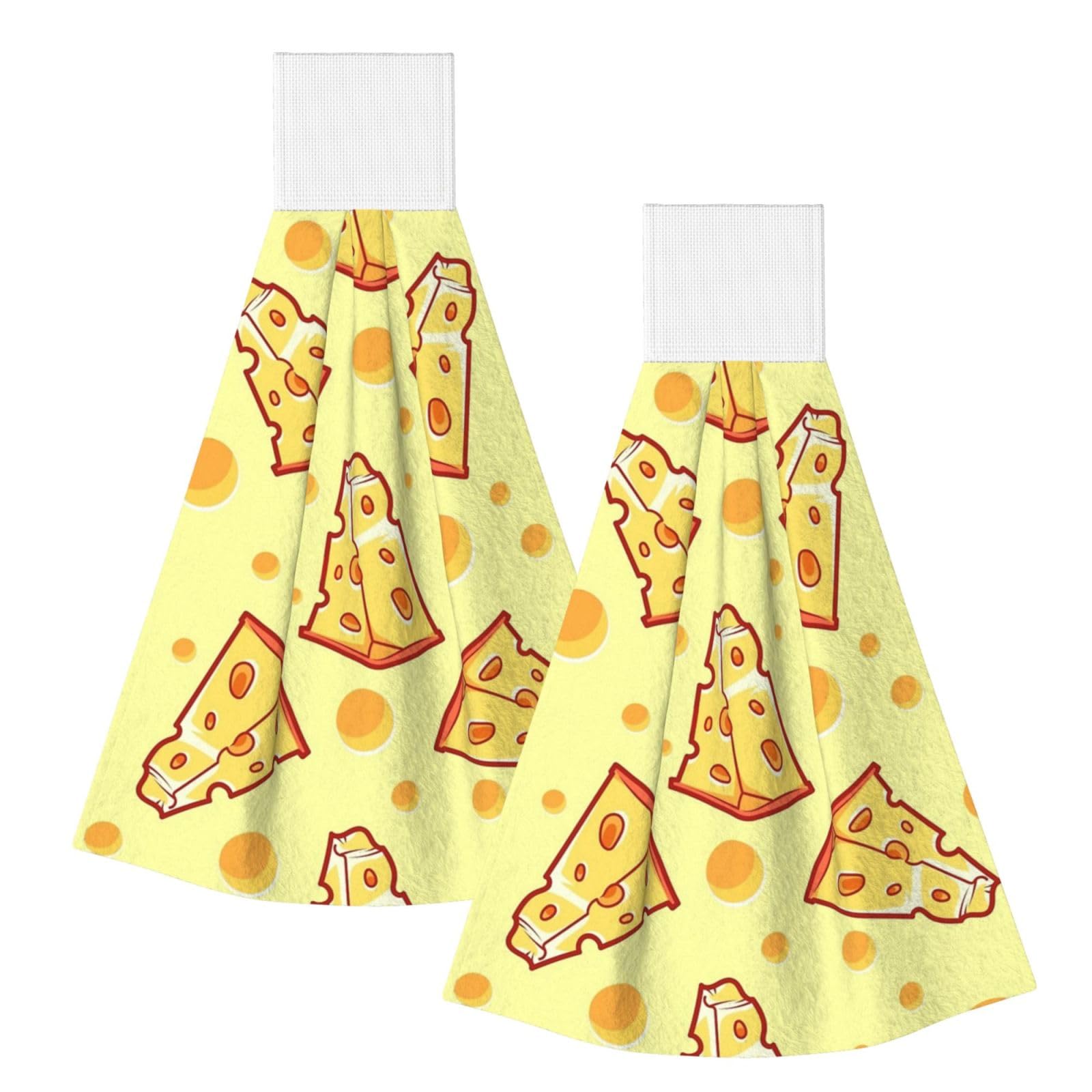 DOPKLNA Cheese, 2 Pcs Hanging Coral Fiber Hand Towels for Bathroom, Absorbent Kitchen Towels
