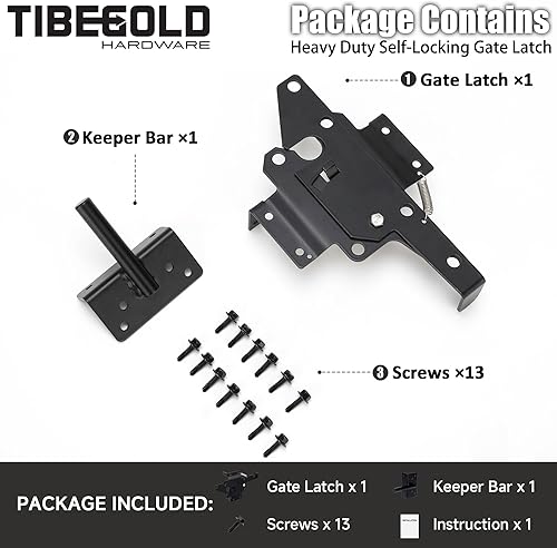 Miniatura 2 de Pestillo de puerta de bloqueo automático para valla al aire libre, montaje en poste resistente, palanca de gravedad, cerrojo de puerta de cierre