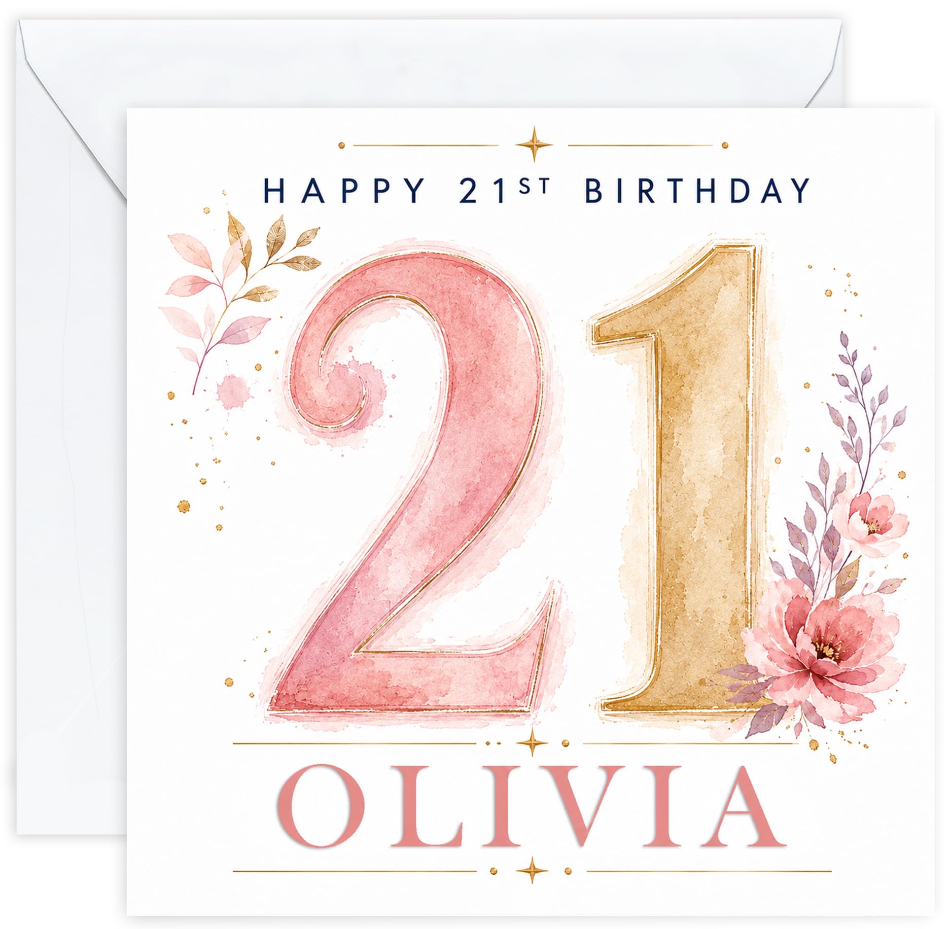 Personalised 21st Birthday Card for Her | Twenty First Birthday Card for 21 Year Old Women | Daughter Sister Niece Granddaughter Friend | Female Birthday Card with Name (Design 05)