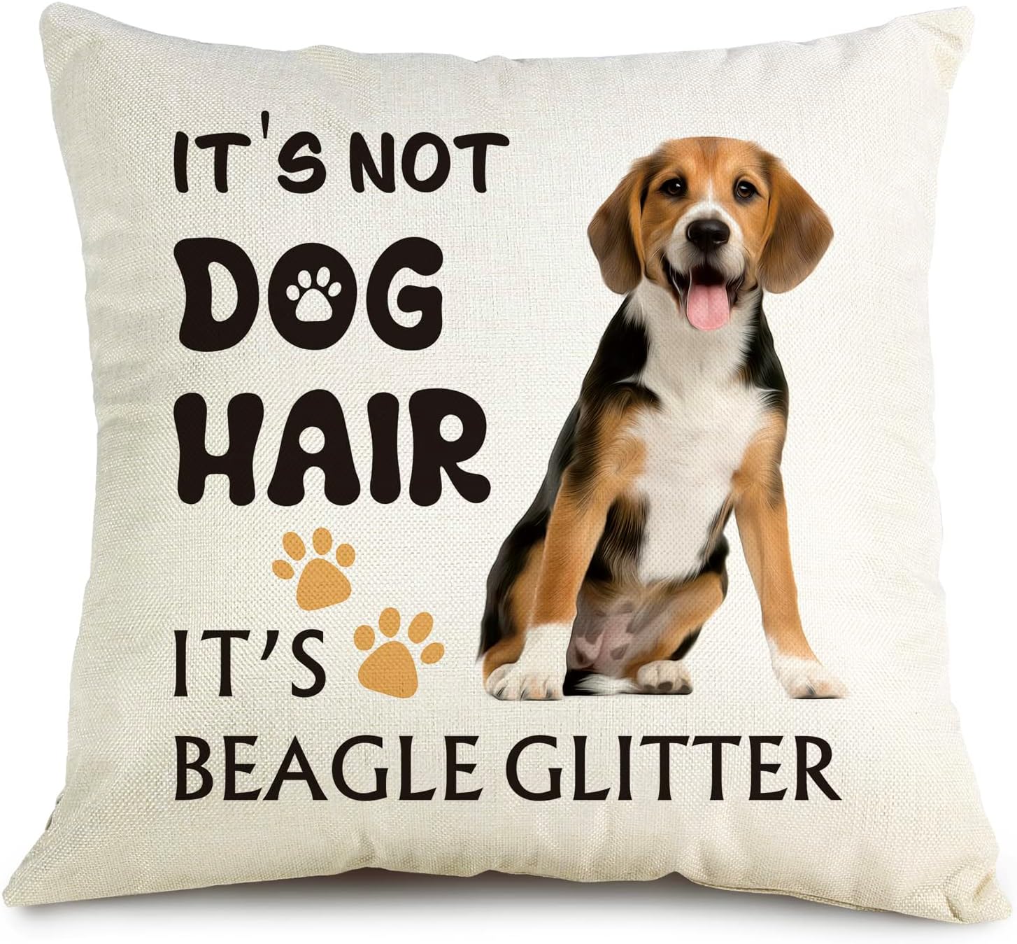 OUz It's Beagle Glitter Throw Pillow Cover - It's NOT Dog Hair, Beagle Dog Decor, Funny Pillowcase, Gift for Dog Lovers, Sofa Bed Living Room Home Decoration, Pillowcase 18x18 Inch 8D311