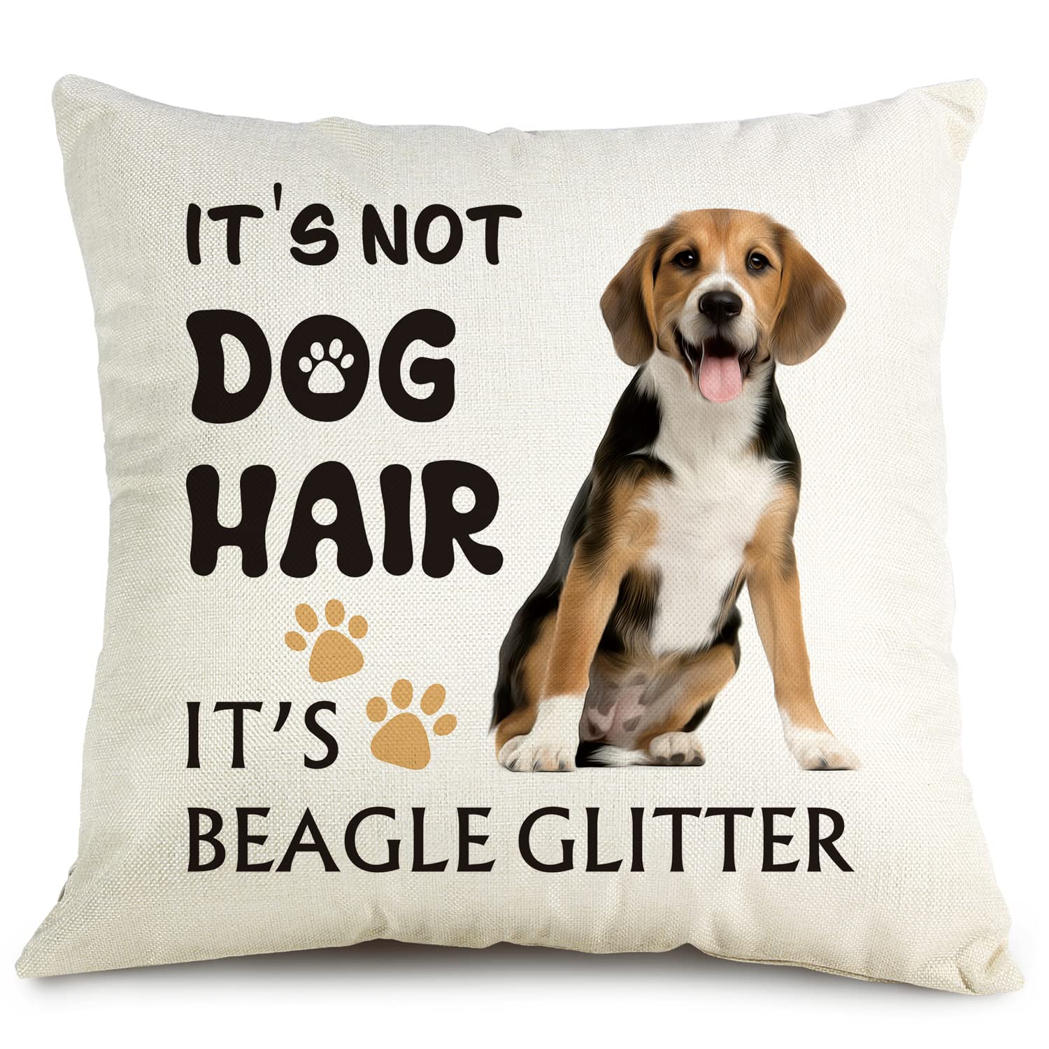 OUz It's Beagle Glitter Throw Pillow Cover - It's NOT Dog Hair, Beagle Dog Decor, Funny Pillowcase, Gift for Dog Lovers, Sofa Bed Living Room Home Decoration, Pillowcase 18x18 Inch 8D311