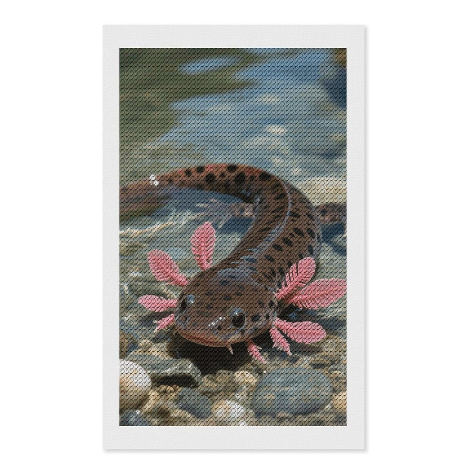 FodPand Axolotl 5D Diamond Painting Kits for Adults Beginners Full Drill Round Diamond Dots Pictures Gem Art Supplies for Home Wall Room Decoration DIY Craft Set Gift 12x20