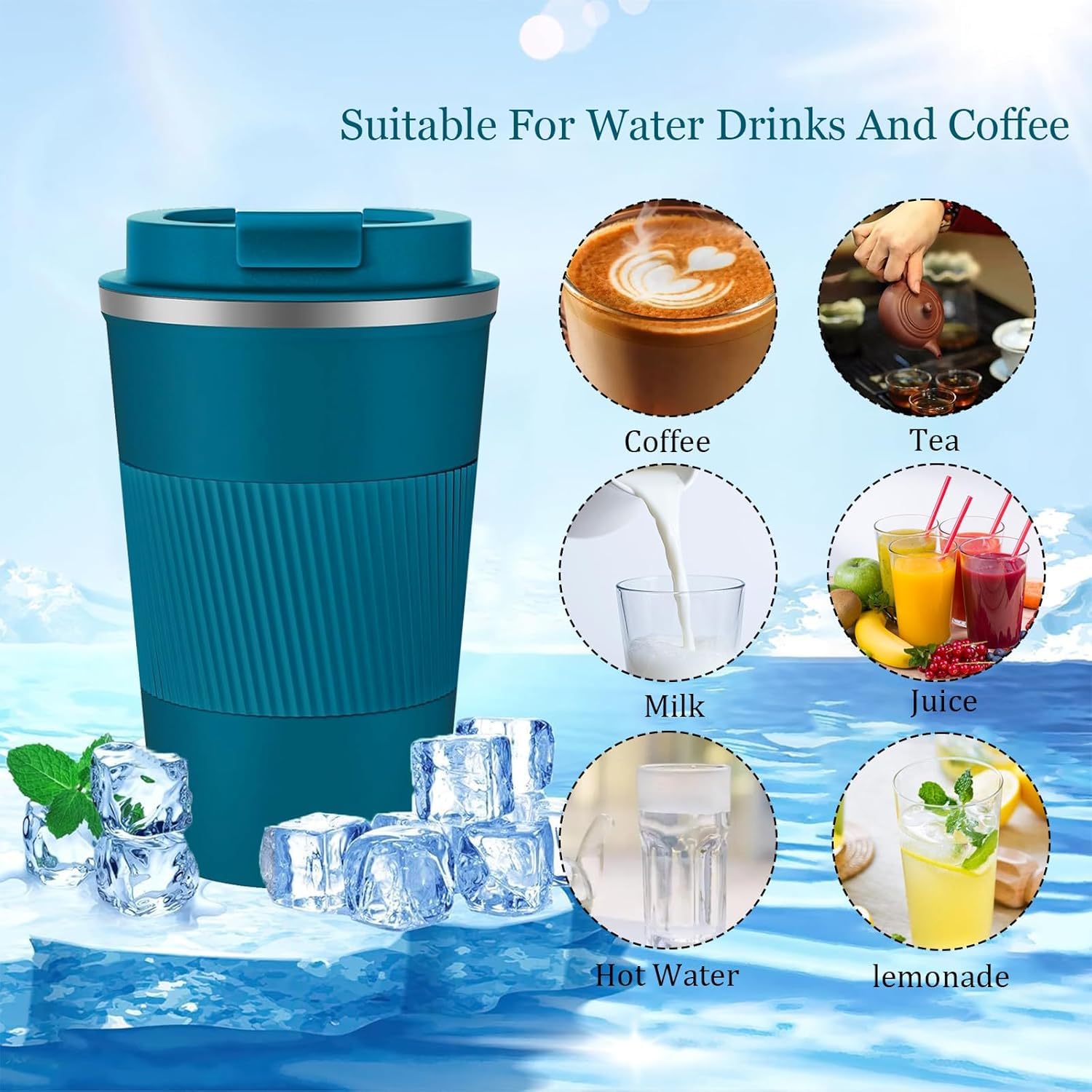 Eastrise Travel Mug,Insulated Coffee Cup with Leakproof Lid,Reusable Travel Coffee Mug,Stainless Steel Coffee Cup for Hot or Cold Drinks(Blue/18oz) - Image 4