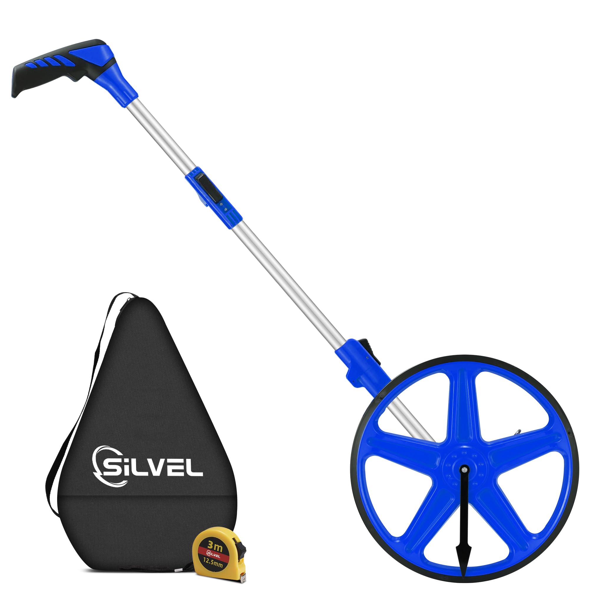 SILVEL 12 Inch Measuring Wheel, MAX9999FT Measuring Wheel in Feet and Inches, One key to Zero Rolling Tape Measuring Wheels, Blue