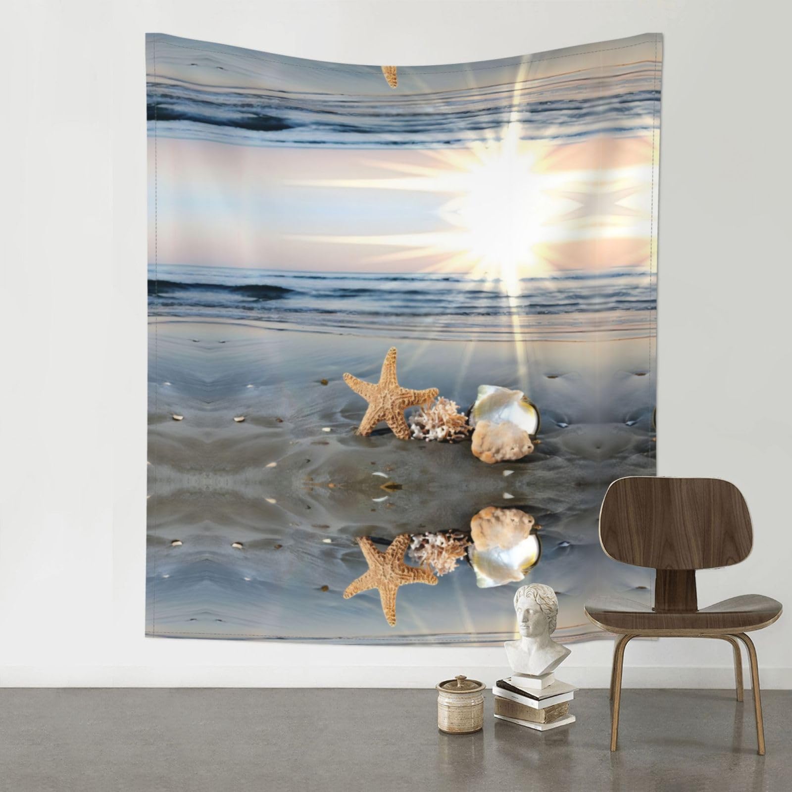 WHJSSF Seashells On The Beach Prints 60x51in Wall Tapestry Bohemian Throw Blanket Dorm Decor Beach Picnic Cover