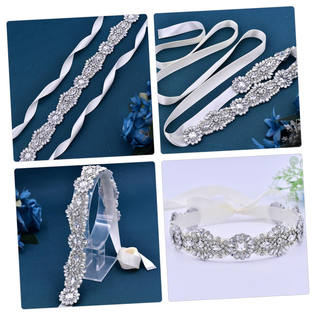 Beavorty Cinturones de Vestido de Novia con pedrería Brillante Despedida de Soltera Cinturones de Faja para Mujeres cinturón de Novia con de imitación
